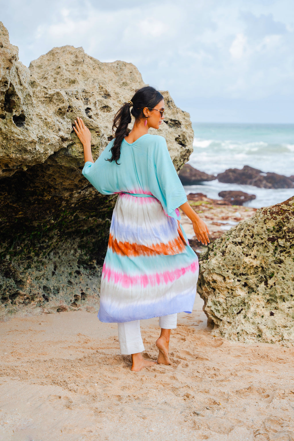 Rainbow Stripe Kimono - Vibrant and Stylish Outerwear - Shopthatapp.ca