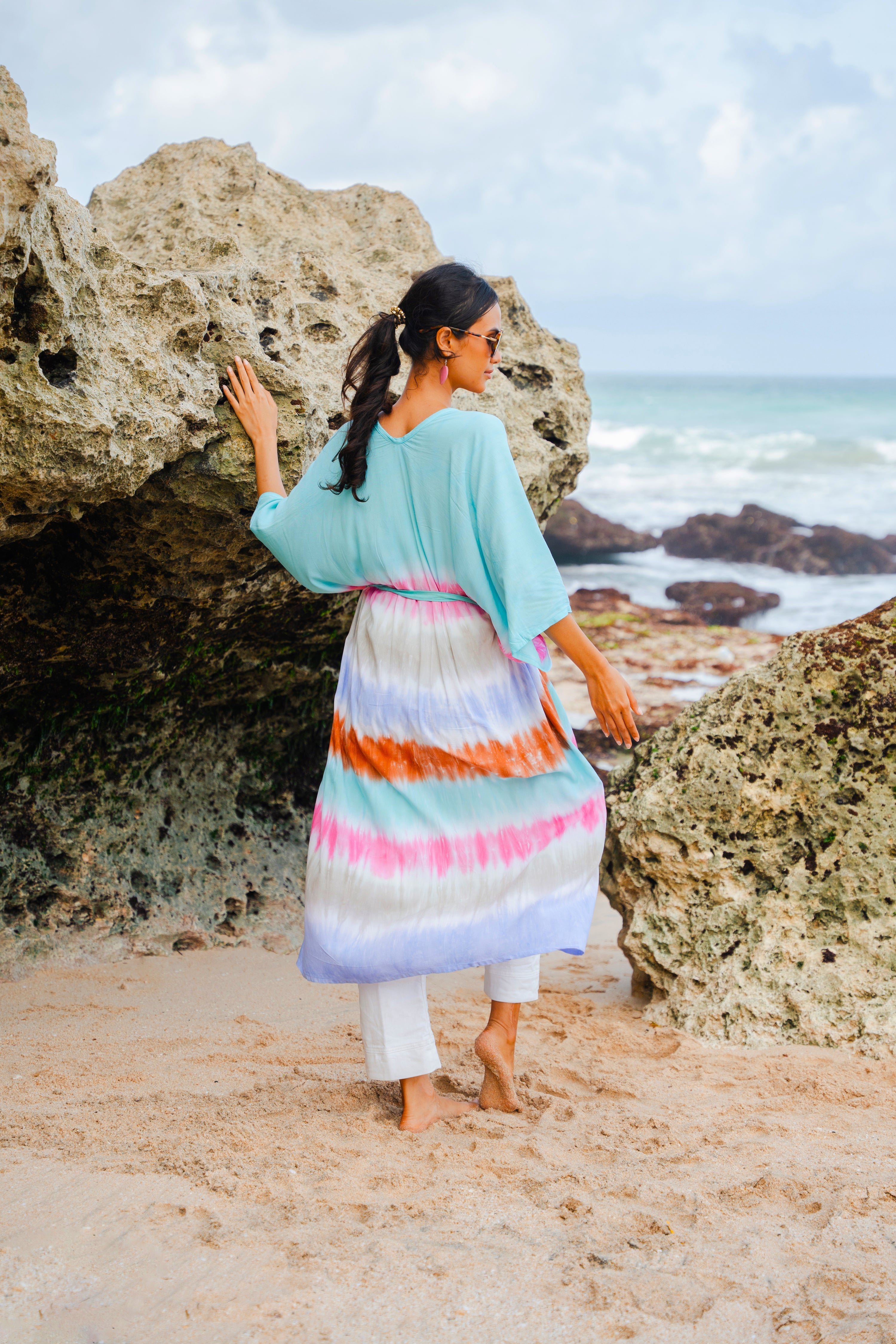 Rainbow Stripe Kimono - Vibrant and Stylish Outerwear - Shopthatapp.ca