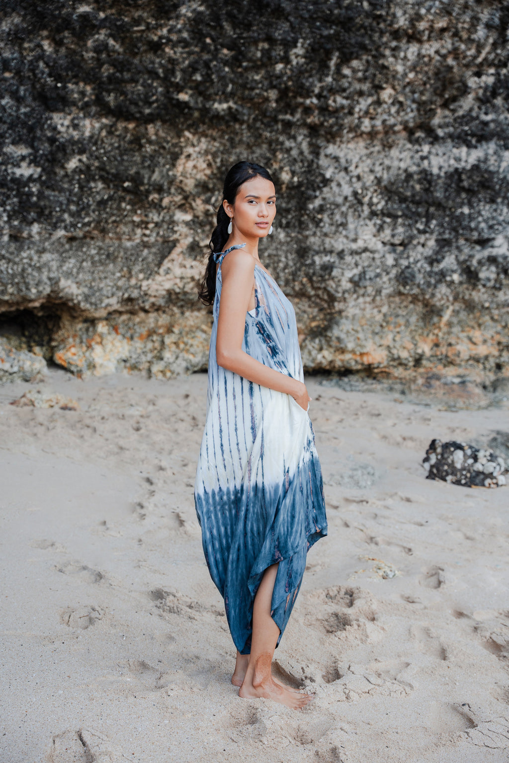 Tie Dye Romper in Lapis Ombre - Grey & Cream - Shopthatapp.ca
