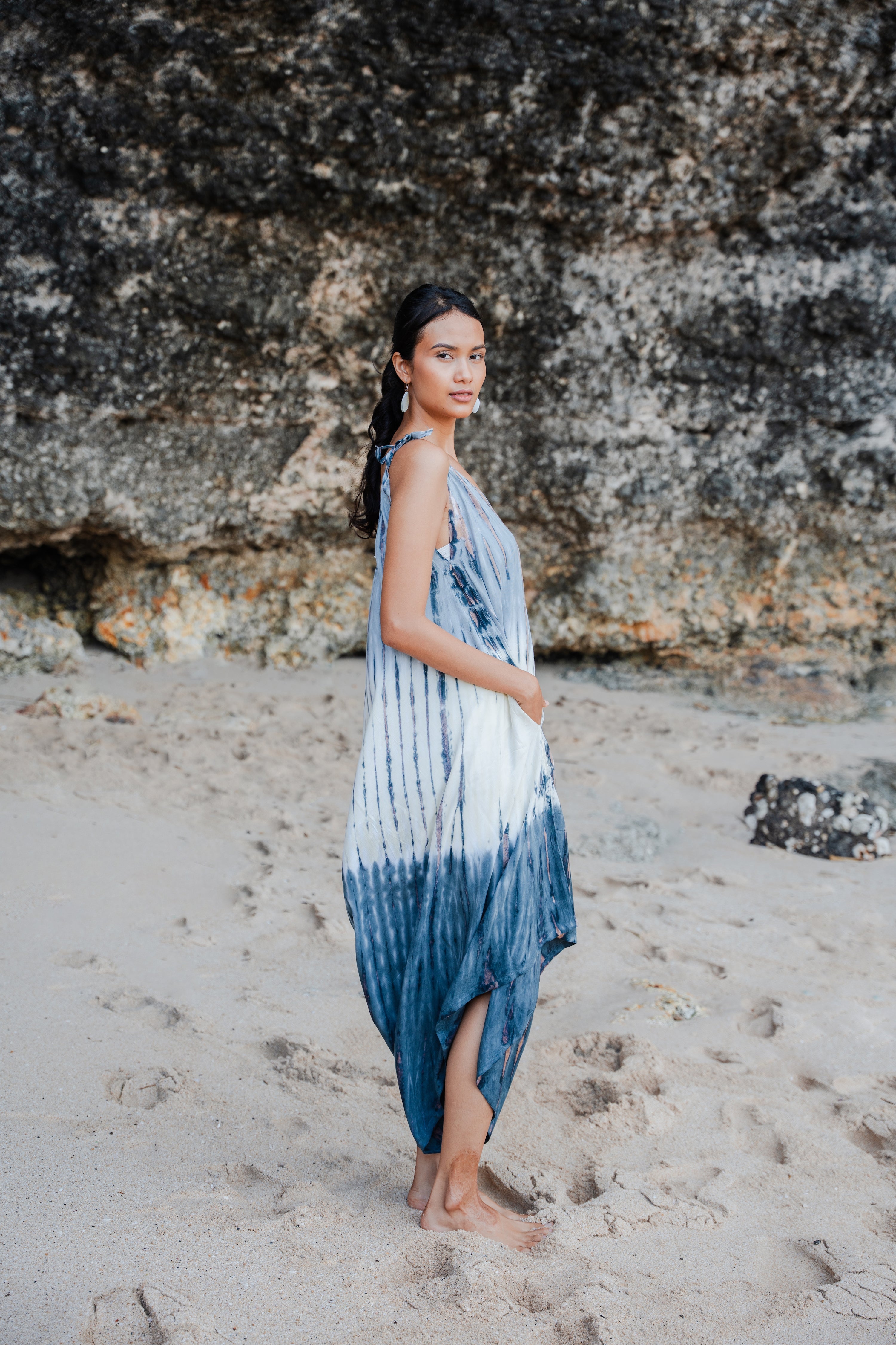 Tie Dye Romper in Lapis Ombre - Grey & Cream - Shopthatapp.ca