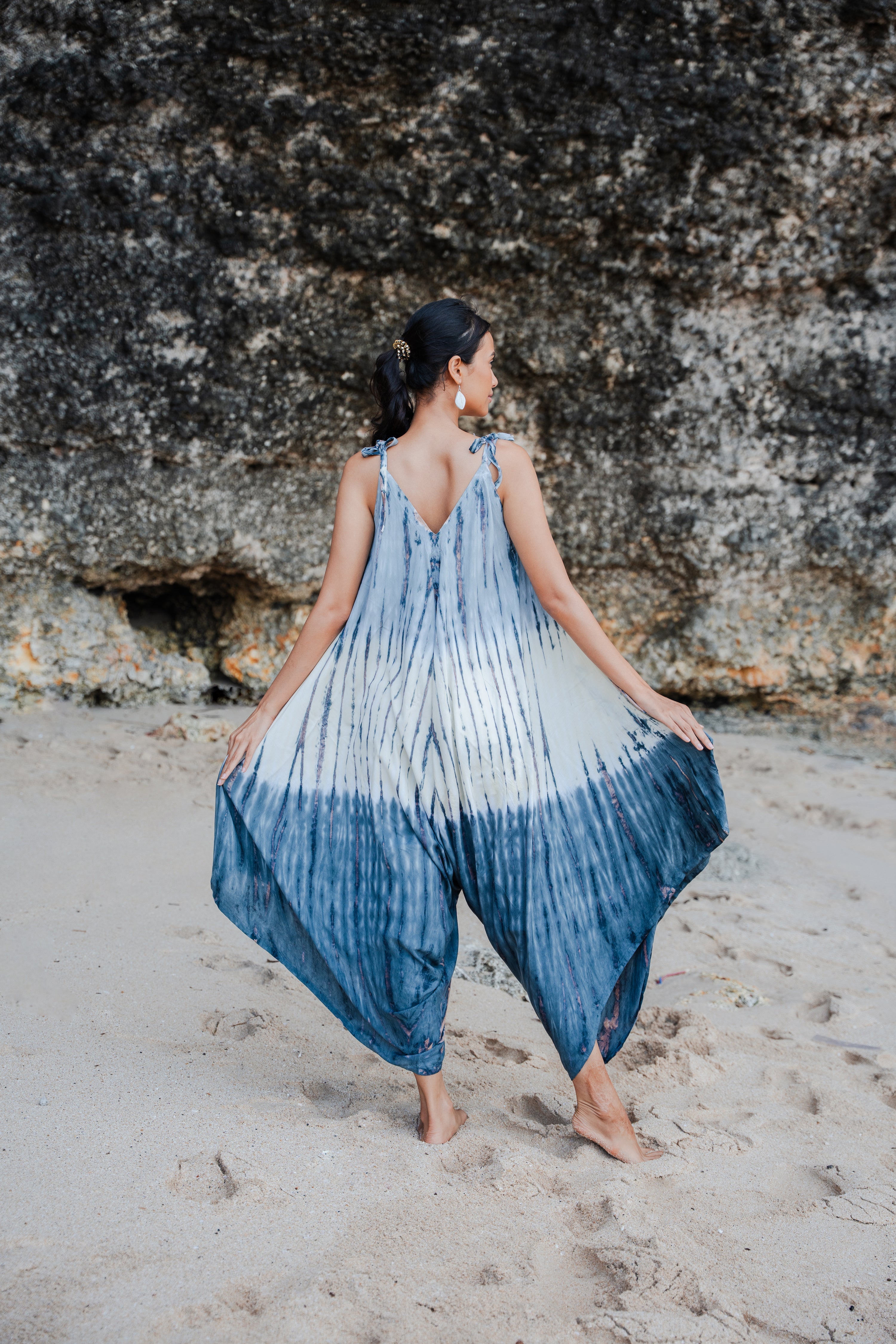 Tie Dye Romper in Lapis Ombre - Grey & Cream - Shopthatapp.ca