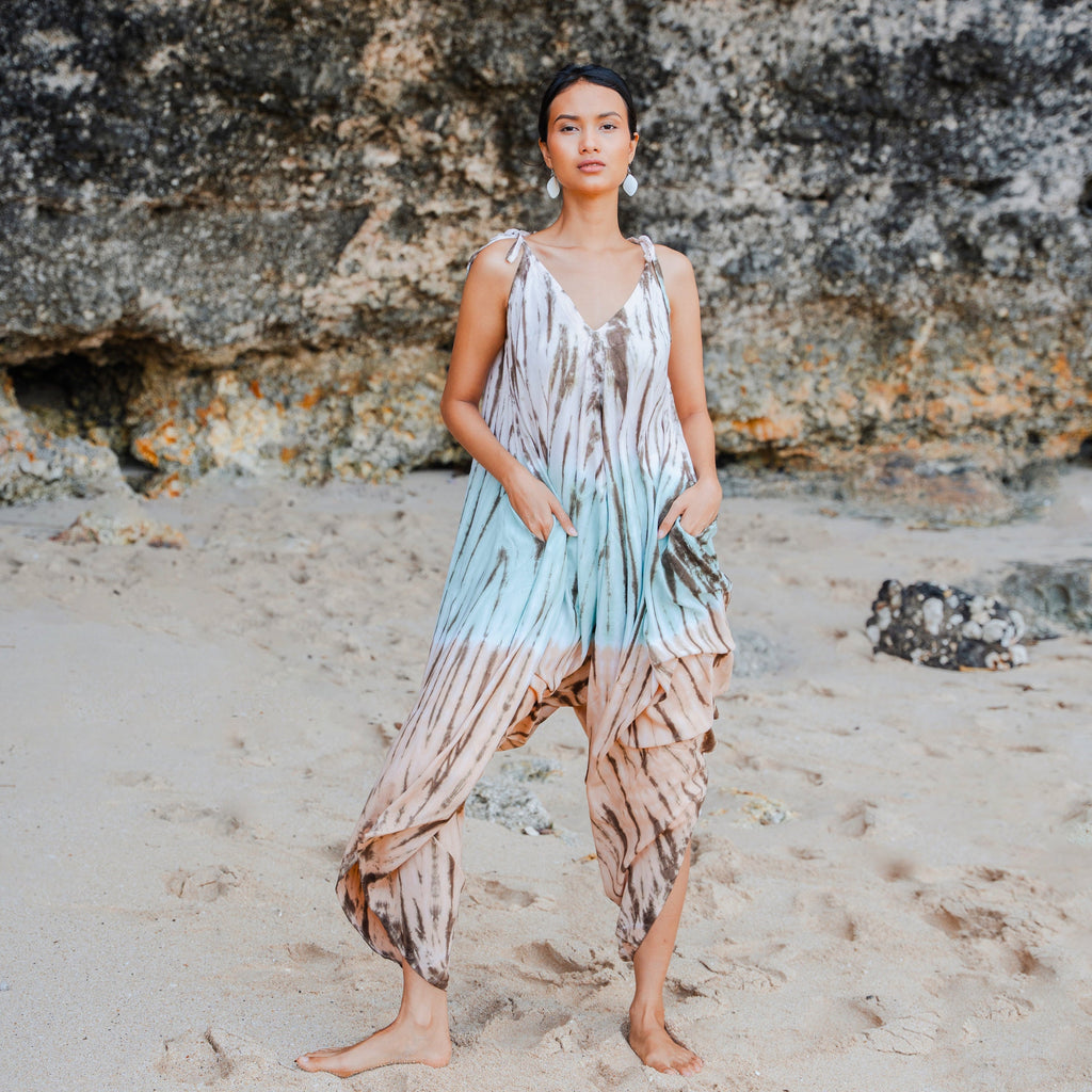 Tie Dye Lapis Ombre Romper - Mint & Brown - Shopthatapp.ca