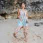 Tie dye lapis ombre romper by Suzie Blue Canada in mint and brown, featuring a relaxed, sleeveless design perfect for summer.