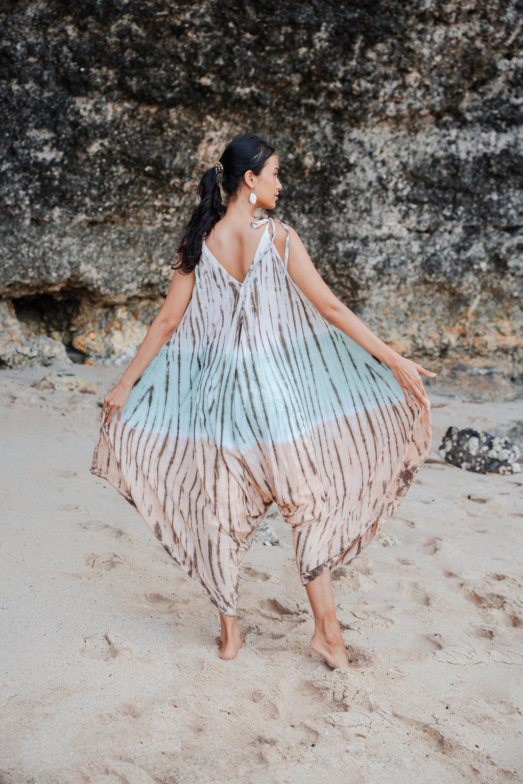 Tie Dye Lapis Ombre Romper - Mint & Brown - Shopthatapp.ca
