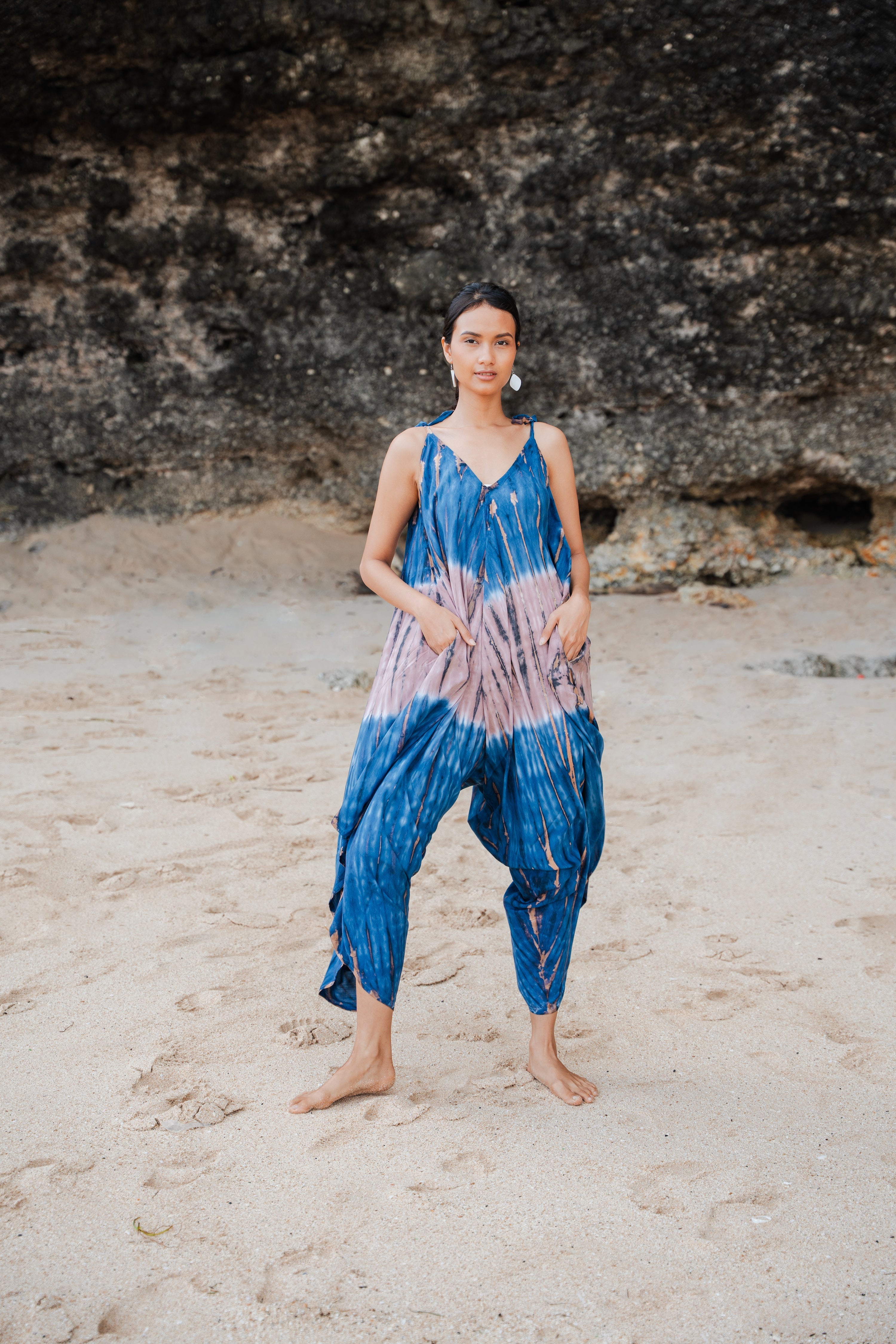 Tie Dye Ombre Romper in Blue & Pink - Stylish Summer Fashion - Shopthatapp.ca