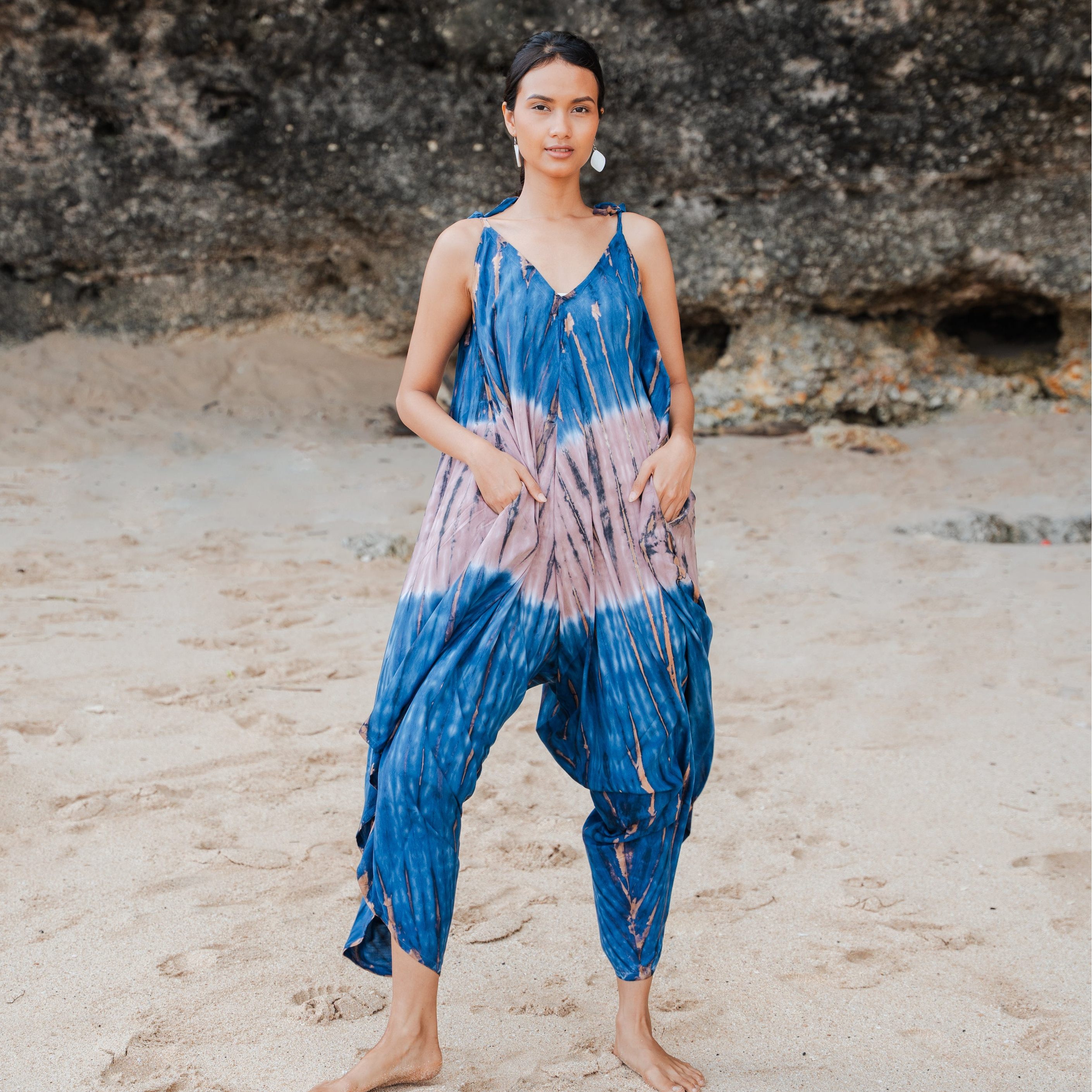 Tie Dye Ombre Romper in Blue & Pink - Stylish Summer Fashion - Shopthatapp.ca
