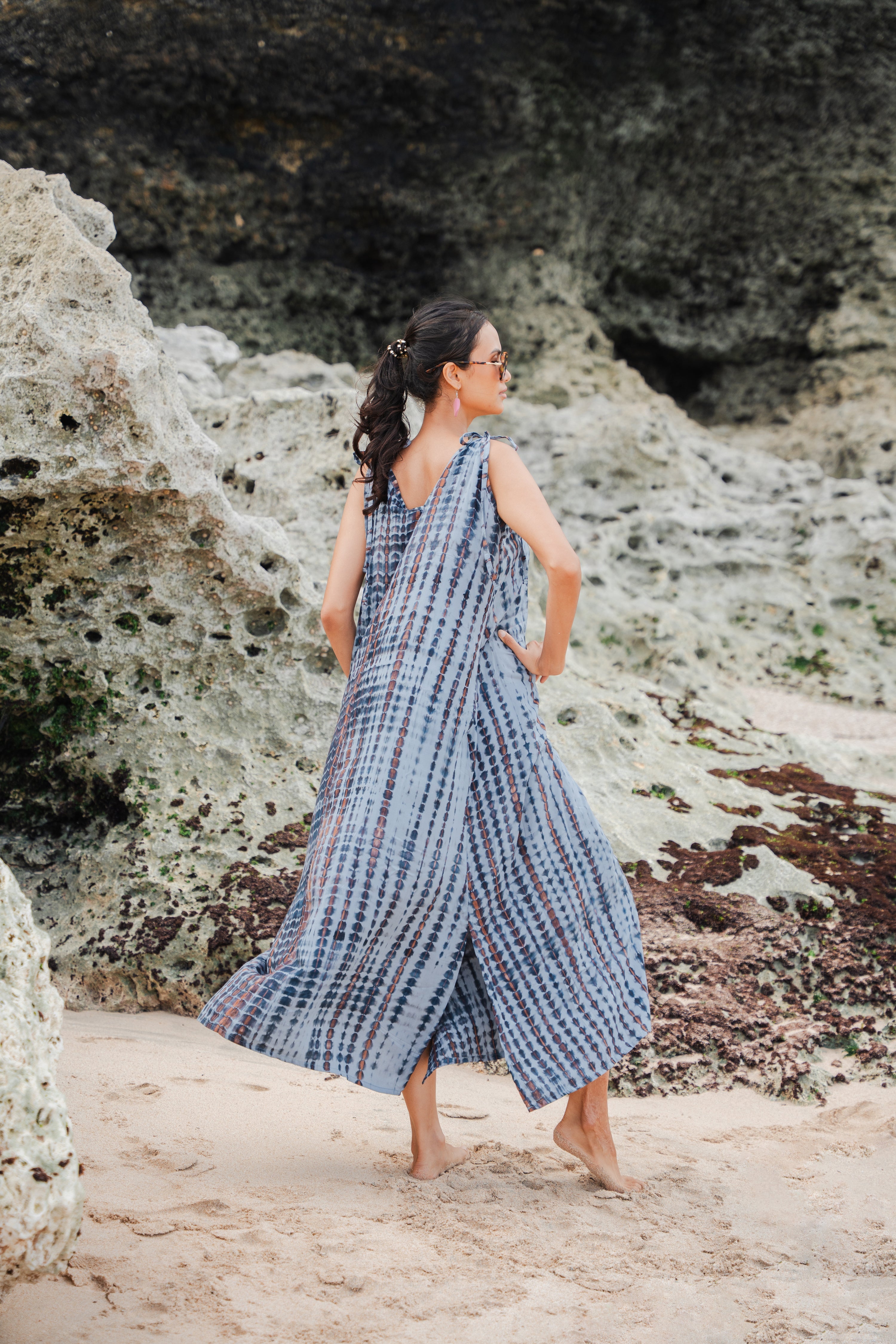 Simple Bone Tie Dye Dress - Grey - Shopthatapp.ca