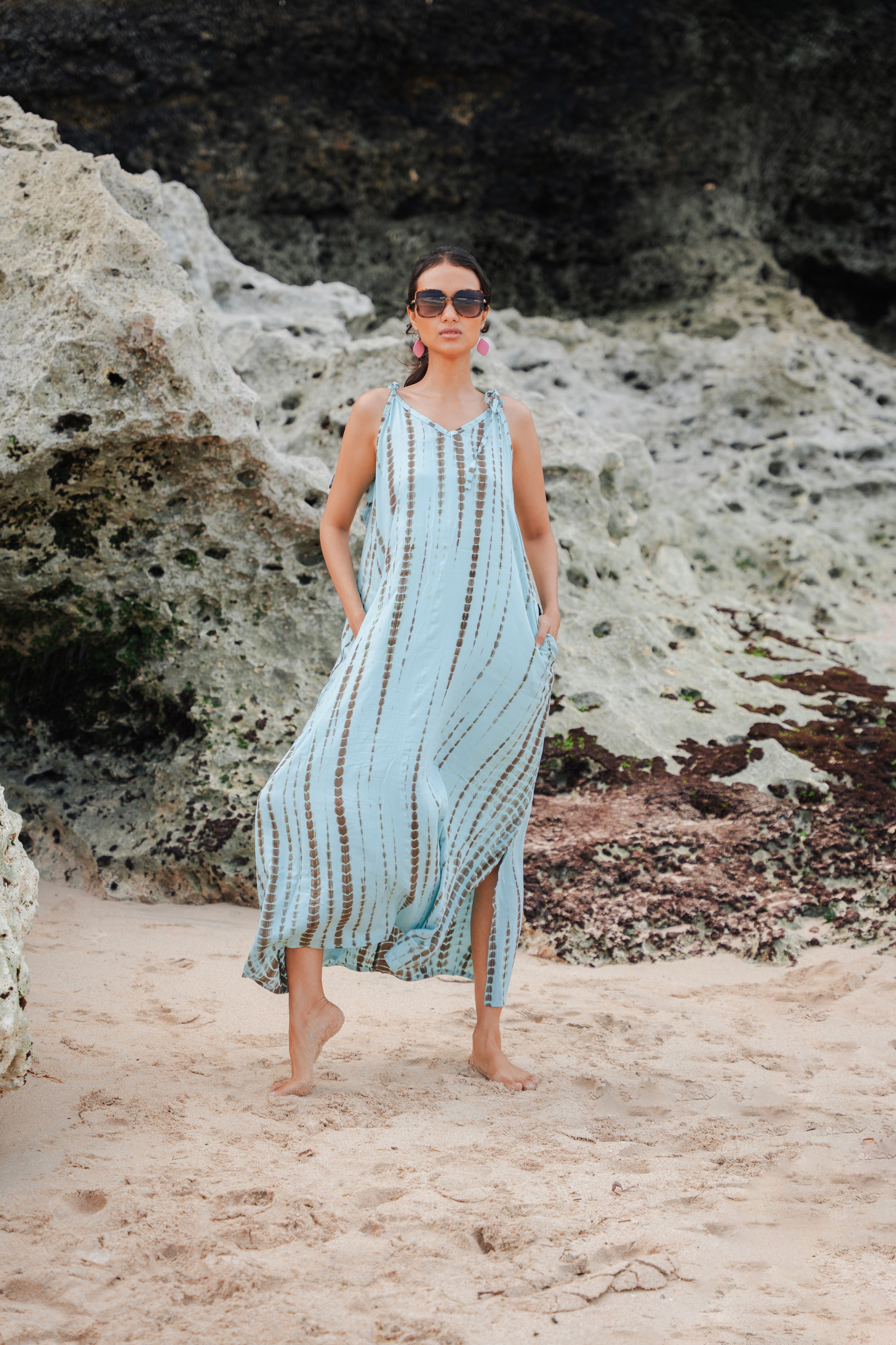 Simple Bone Tie Dye Dress - Mint - Shopthatapp.ca