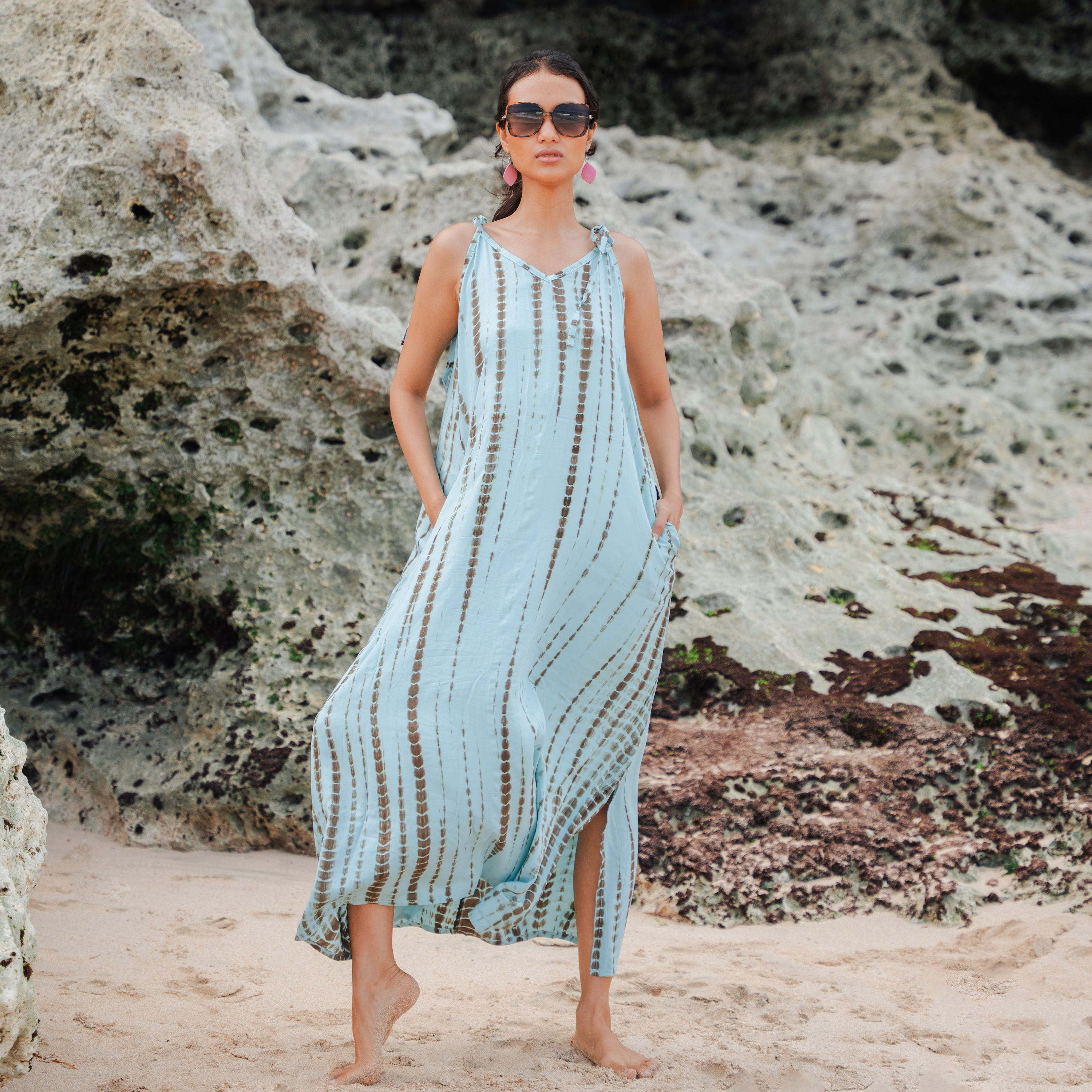 Simple Bone Tie Dye Dress - Mint - Shopthatapp.ca