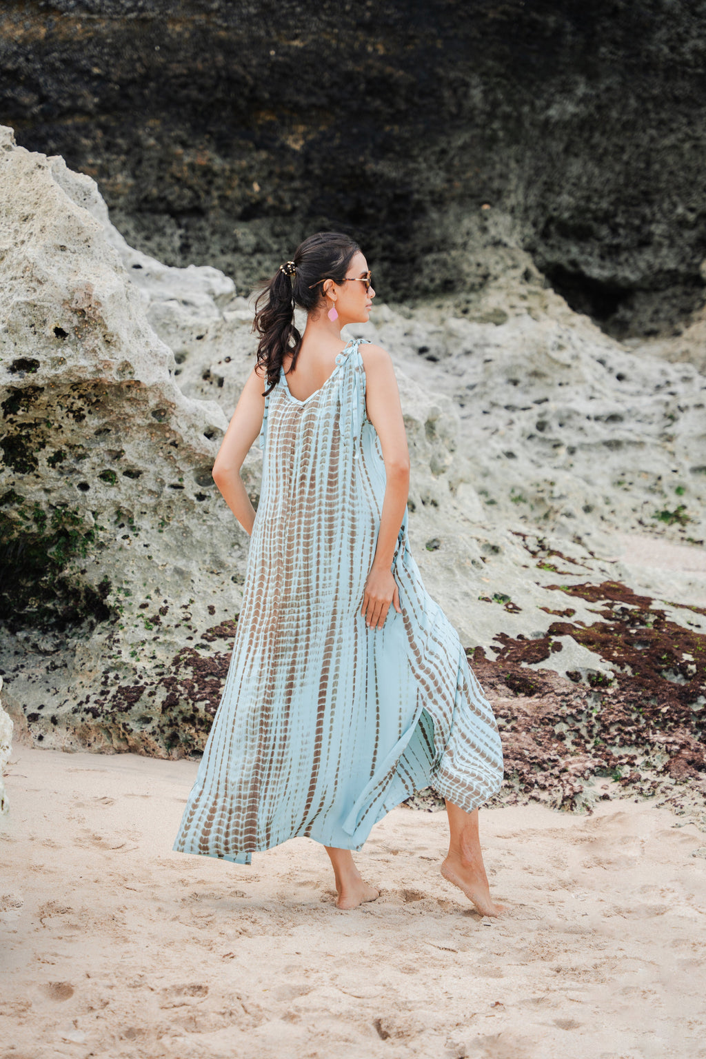 Simple Bone Tie Dye Dress - Mint - Shopthatapp.ca