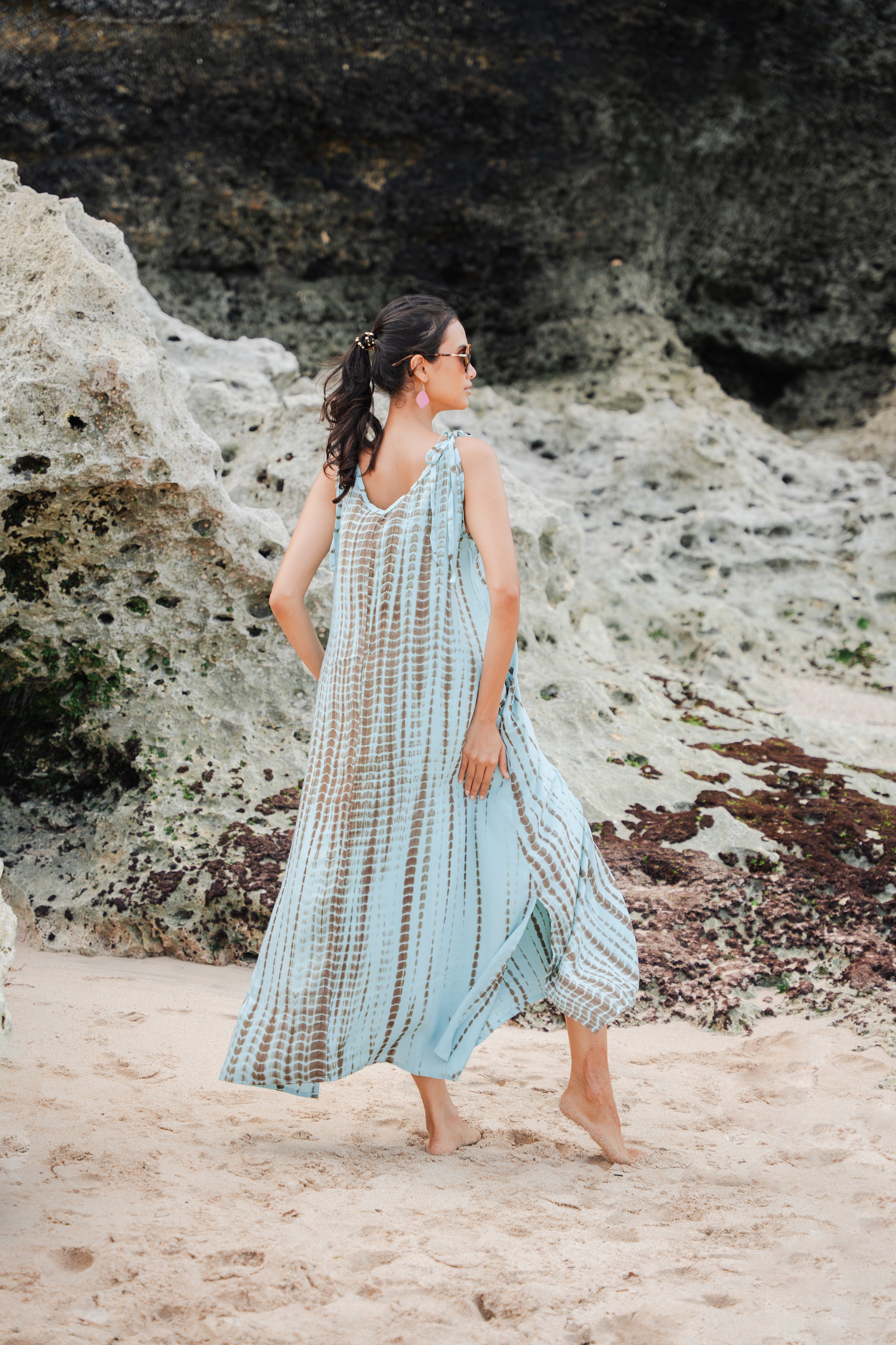 Simple Bone Tie Dye Dress - Mint - Shopthatapp.ca