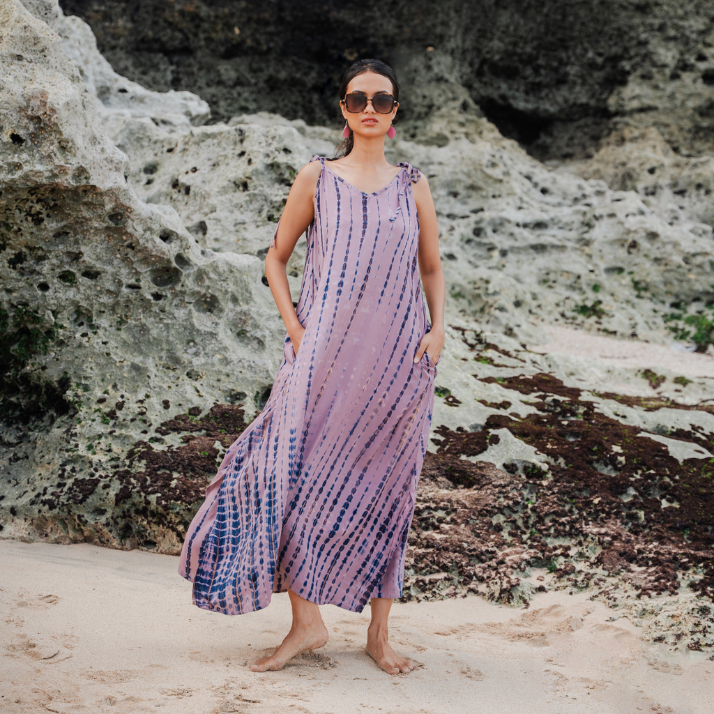 Simple Bone Tie Dye Dress - Pink - Shopthatapp.ca