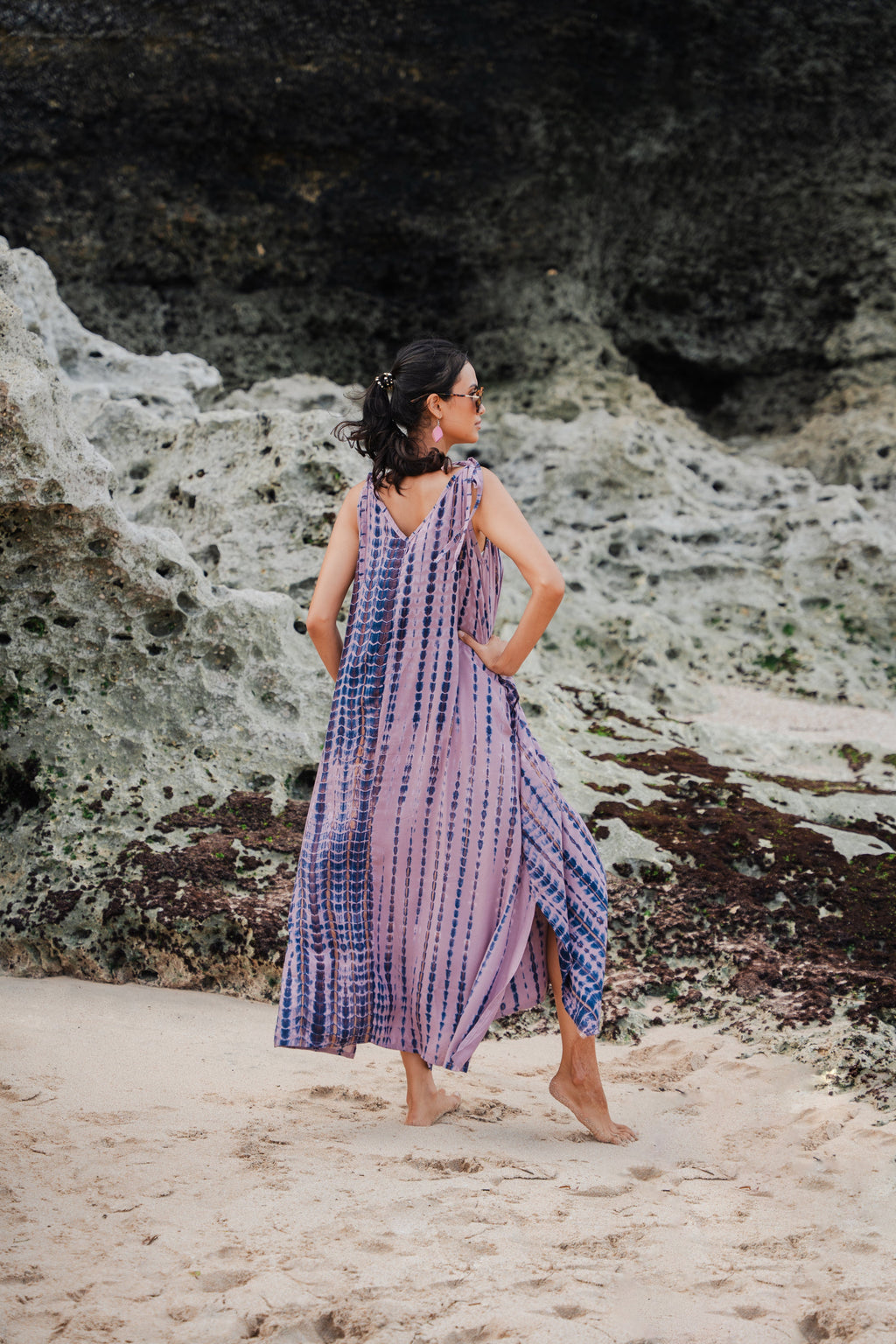 Simple Bone Tie Dye Dress - Pink - Shopthatapp.ca
