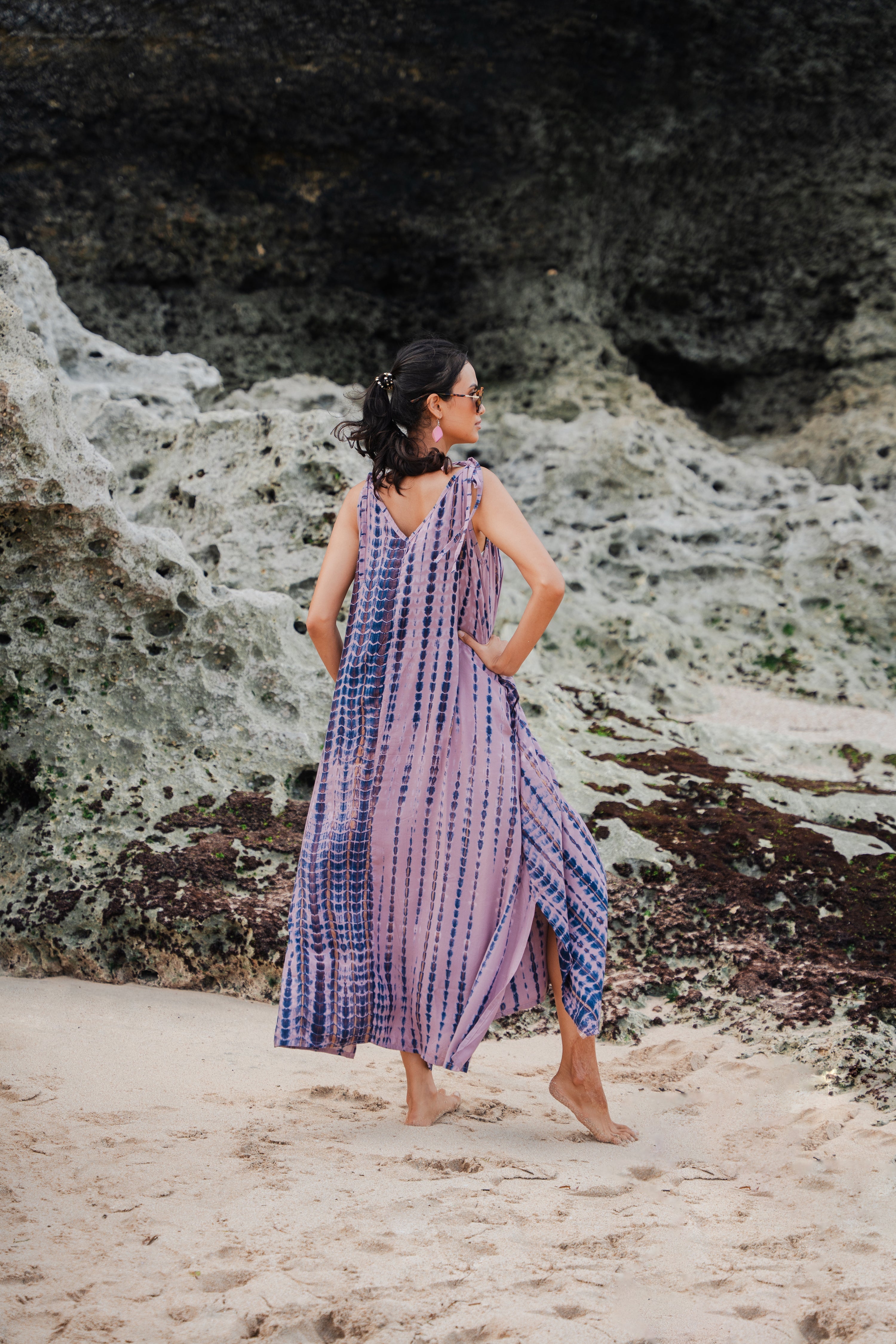Simple Bone Tie Dye Dress - Pink - Shopthatapp.ca