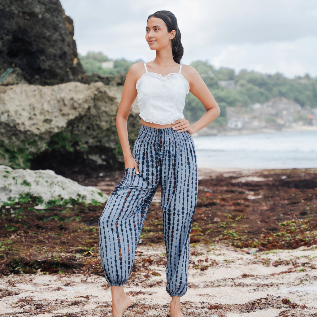 Simple Bone Tie Dye Bali Pants - Grey - Shopthatapp.ca
