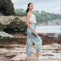 Mint tie-dye Bali pants by Suzie Blue Canada featuring a simple bone pattern and relaxed fit.
