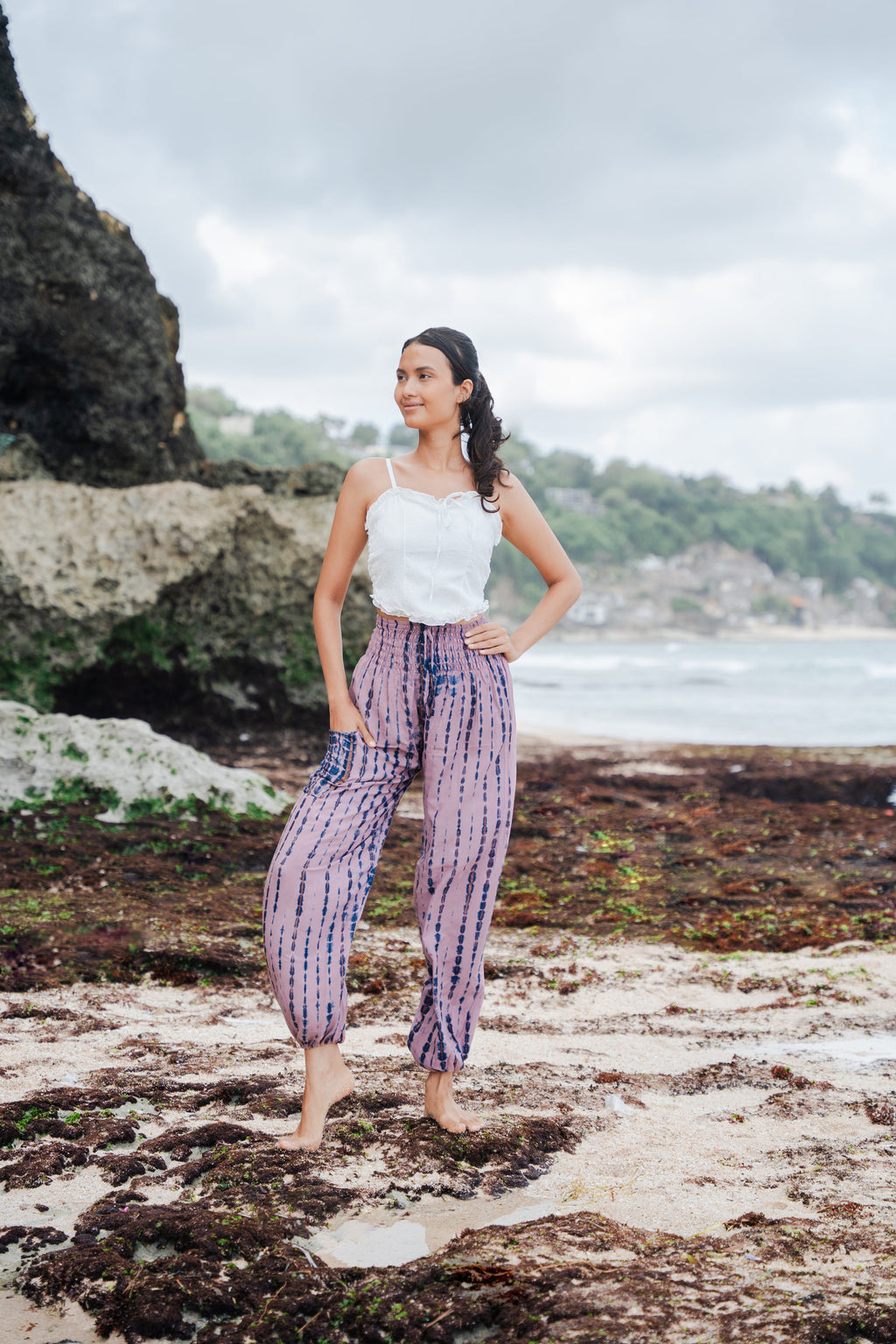 Simple Bone Pink Tie Dye Bali Pants - Shopthatapp.ca