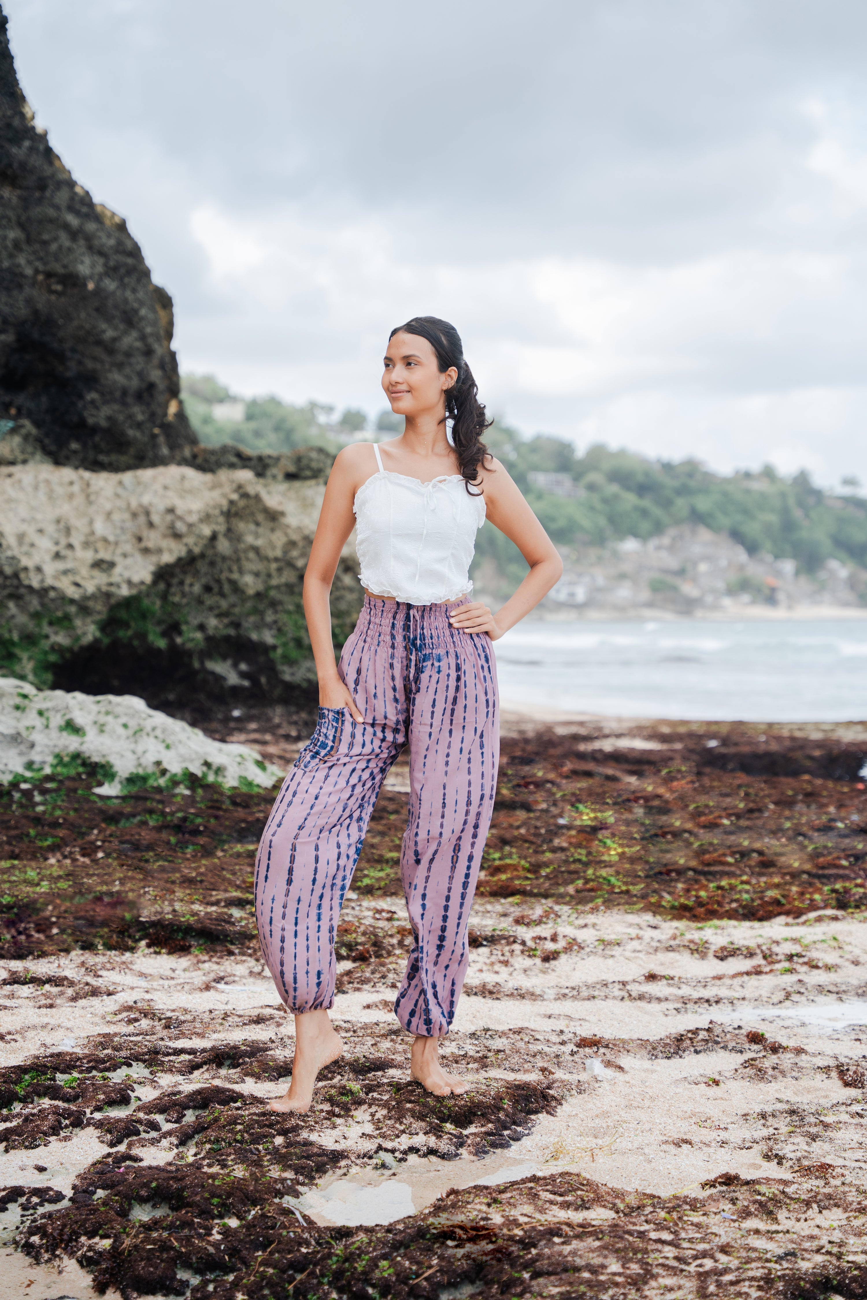 Simple Bone Pink Tie Dye Bali Pants - Shopthatapp.ca