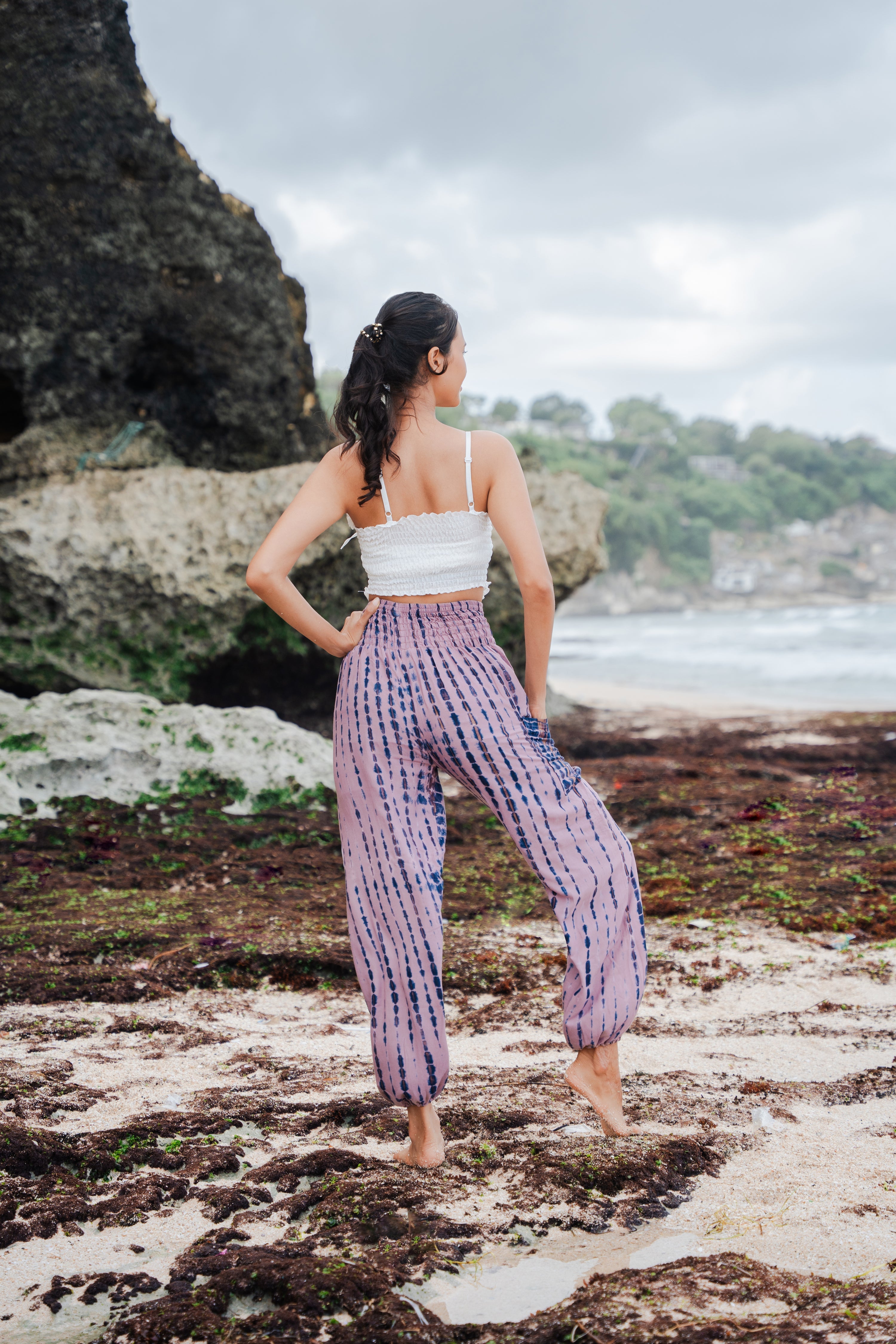 Simple Bone Pink Tie Dye Bali Pants - Shopthatapp.ca