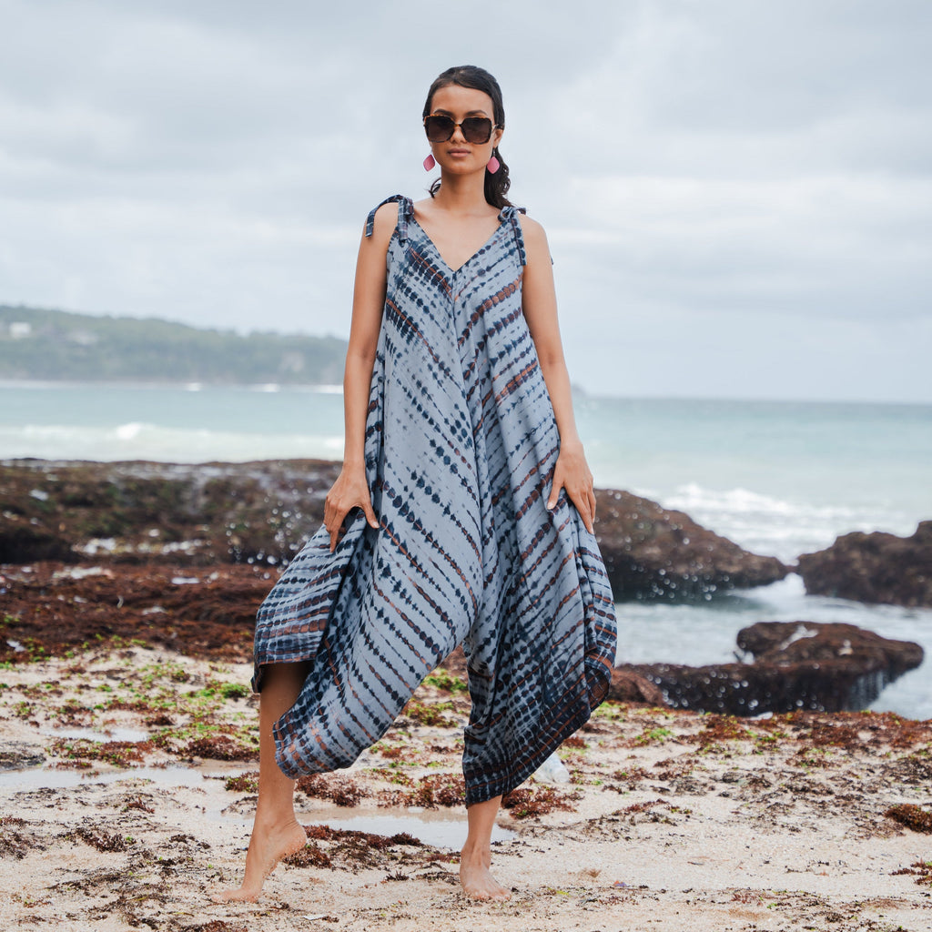Simple Bone Tie Dye Romper - Grey - Shopthatapp.ca