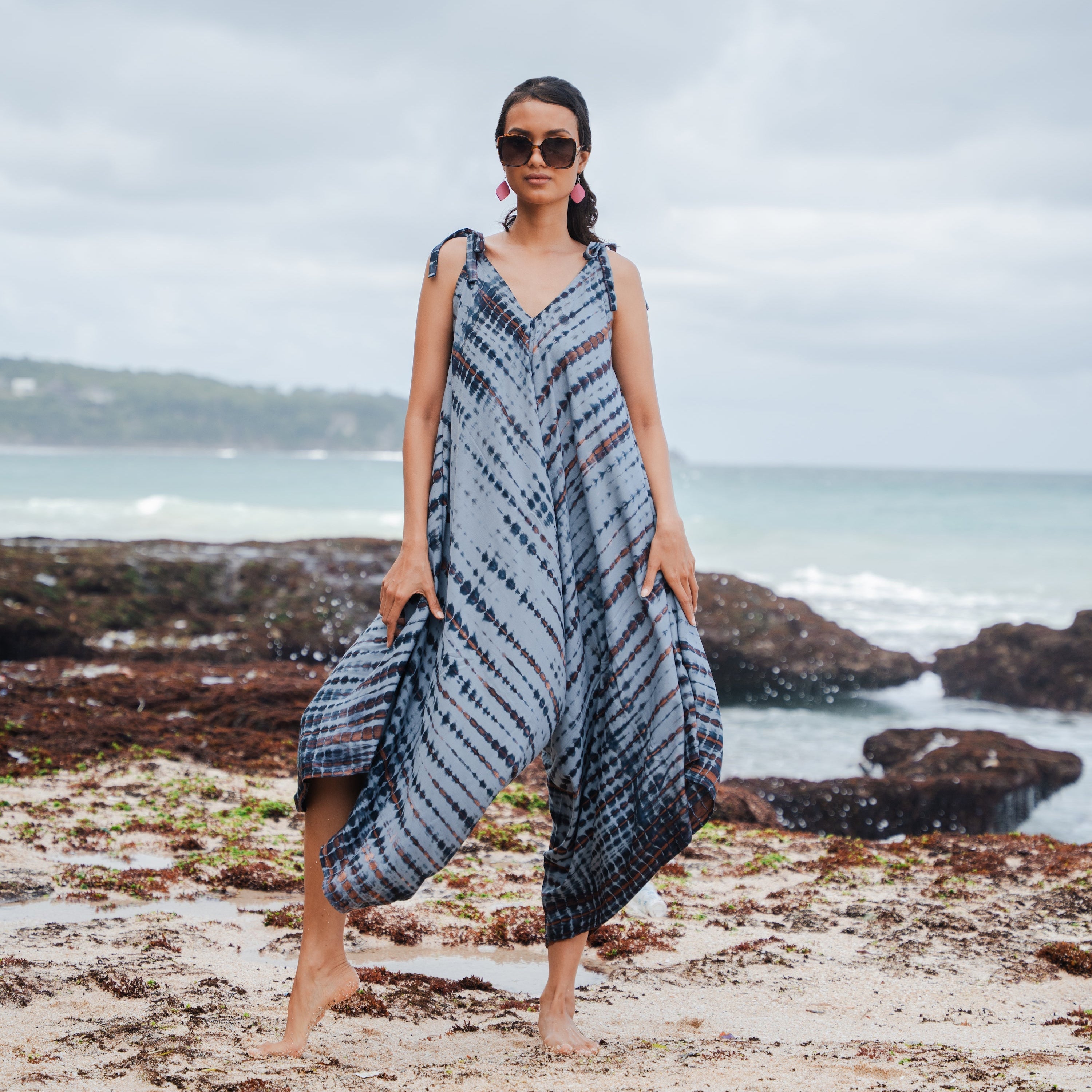 Simple Bone Tie Dye Romper - Grey - Shopthatapp.ca
