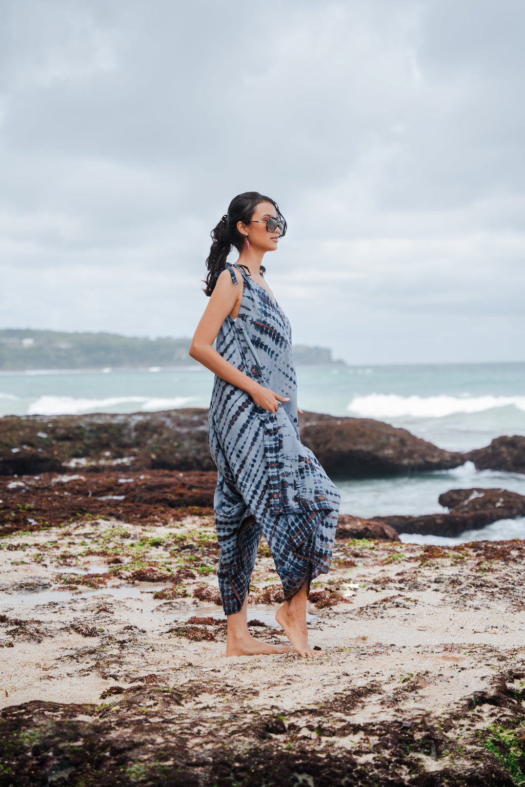 Simple Bone Tie Dye Romper - Grey - Shopthatapp.ca