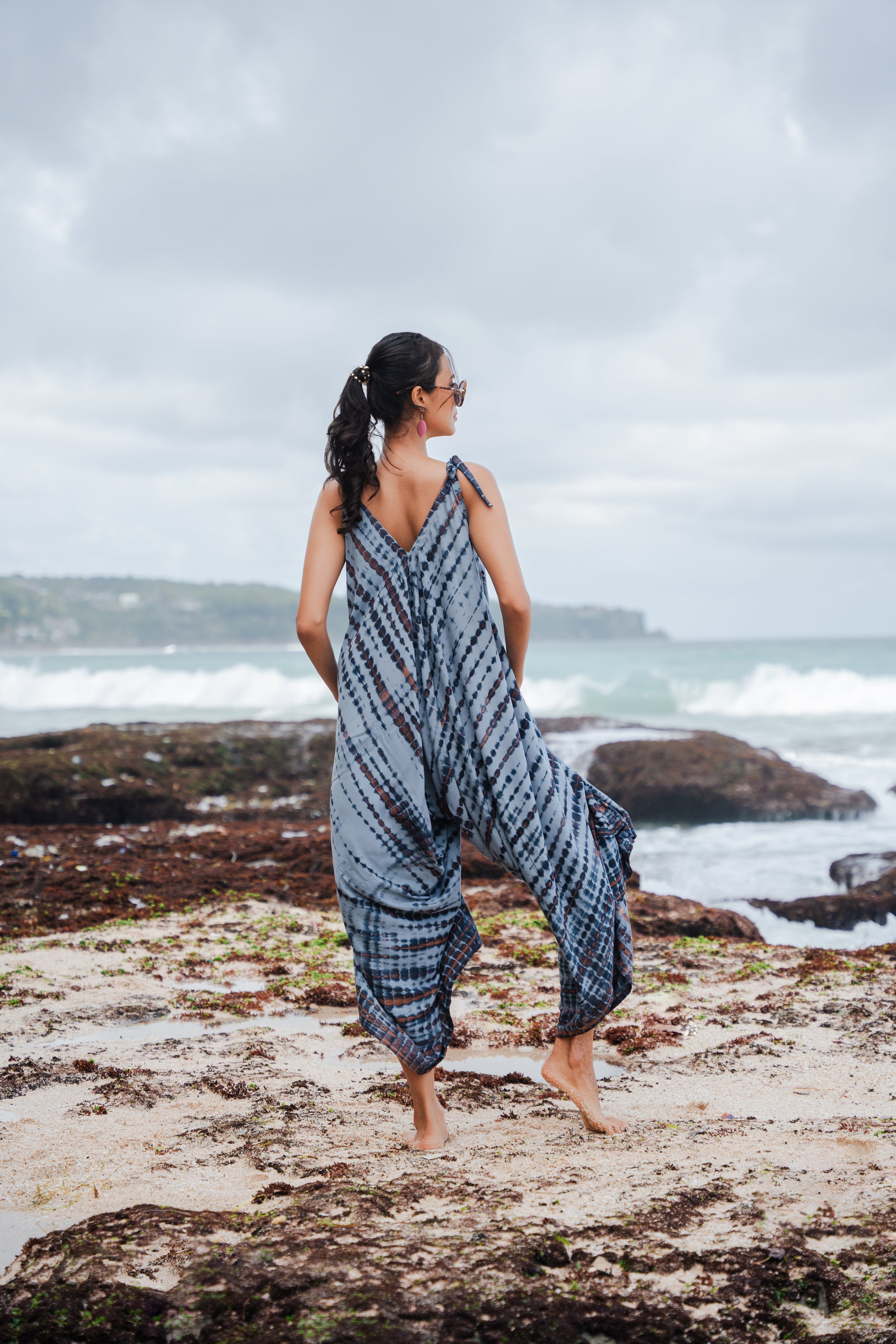 Simple Bone Tie Dye Romper - Grey - Shopthatapp.ca