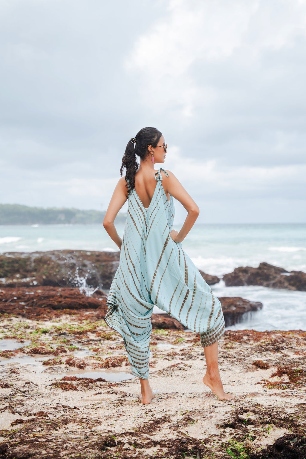 Simple Bone Tie Dye Romper - Mint - Shopthatapp.ca
