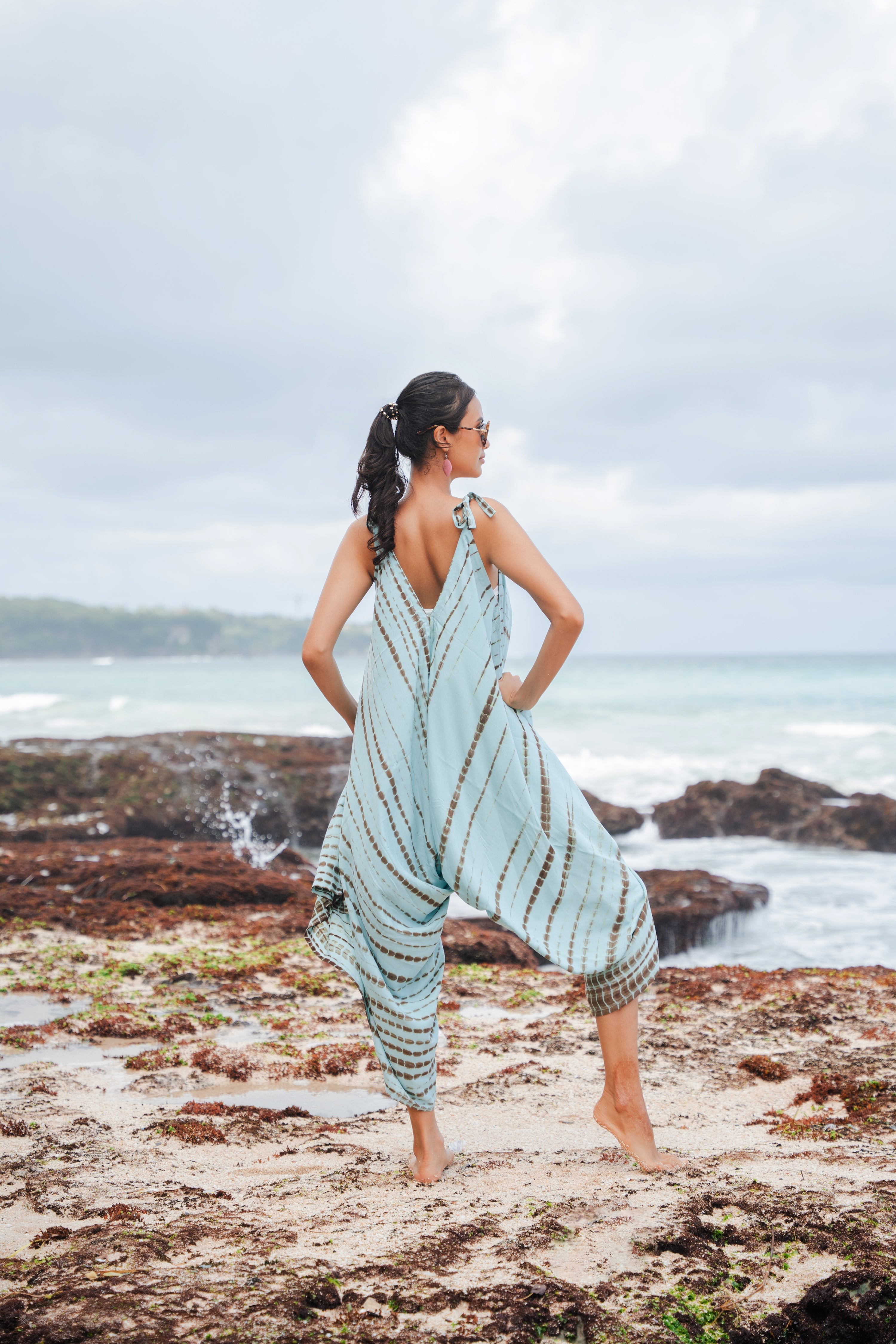 Simple Bone Tie Dye Romper - Mint - Shopthatapp.ca