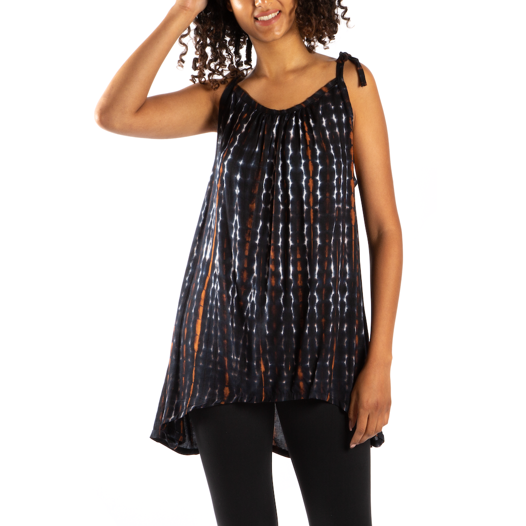 Tie-Dye Tank Top with Bone Motif Design - Shopthatapp.ca