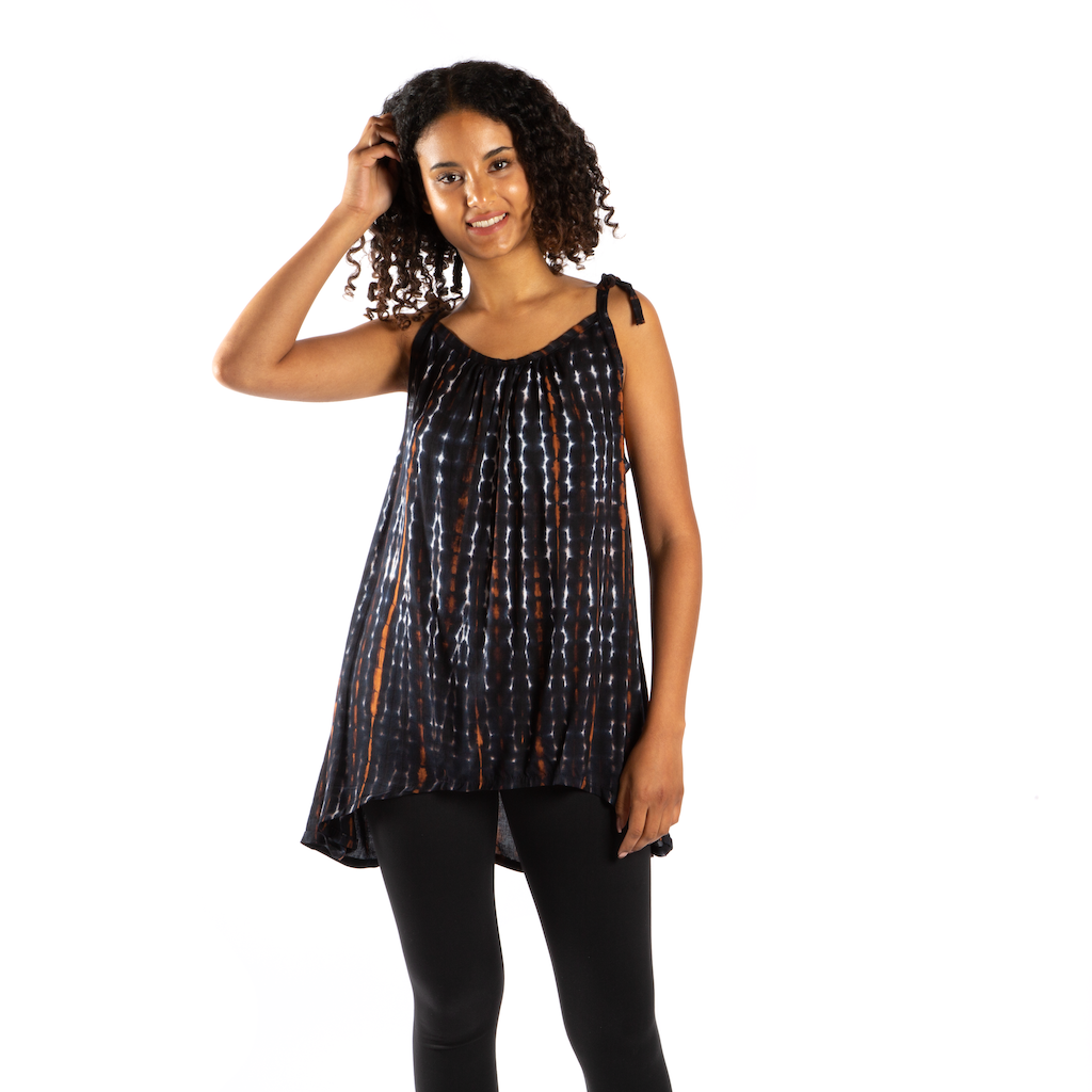 Tie-Dye Tank Top with Bone Motif Design - Shopthatapp.ca