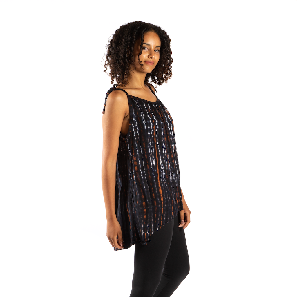 Tie-Dye Tank Top with Bone Motif Design - Shopthatapp.ca