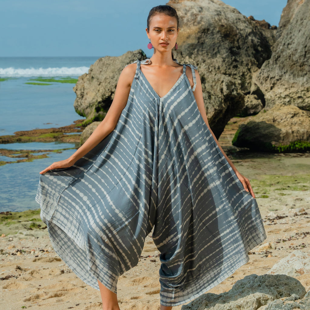 Bone Tie Dye Romper - Grey & White - Shopthatapp.ca
