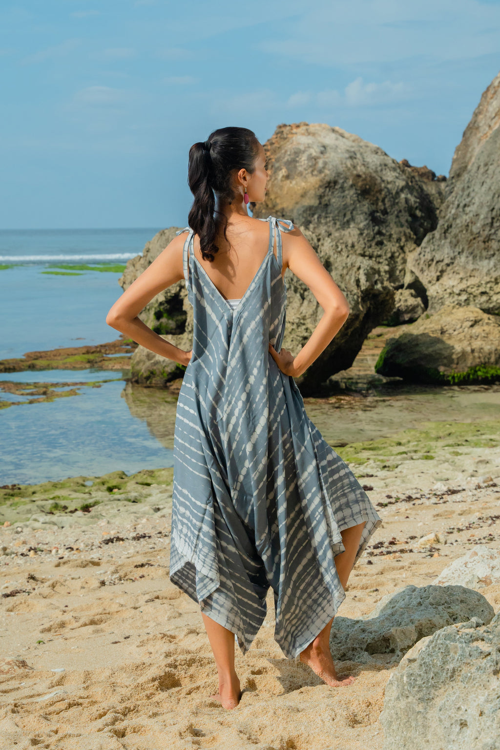 Bone Tie Dye Romper - Grey & White - Shopthatapp.ca