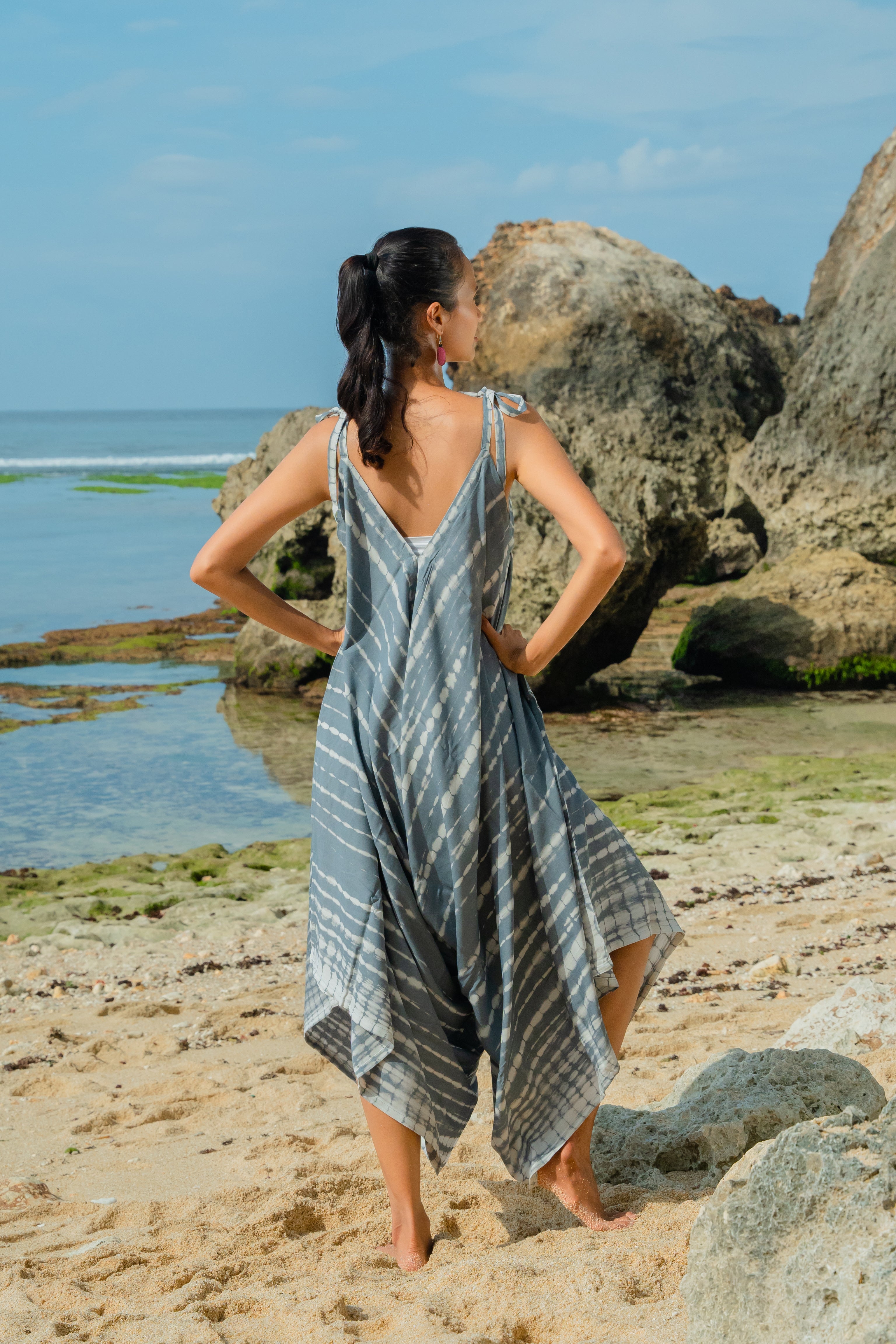 Bone Tie Dye Romper - Grey & White - Shopthatapp.ca
