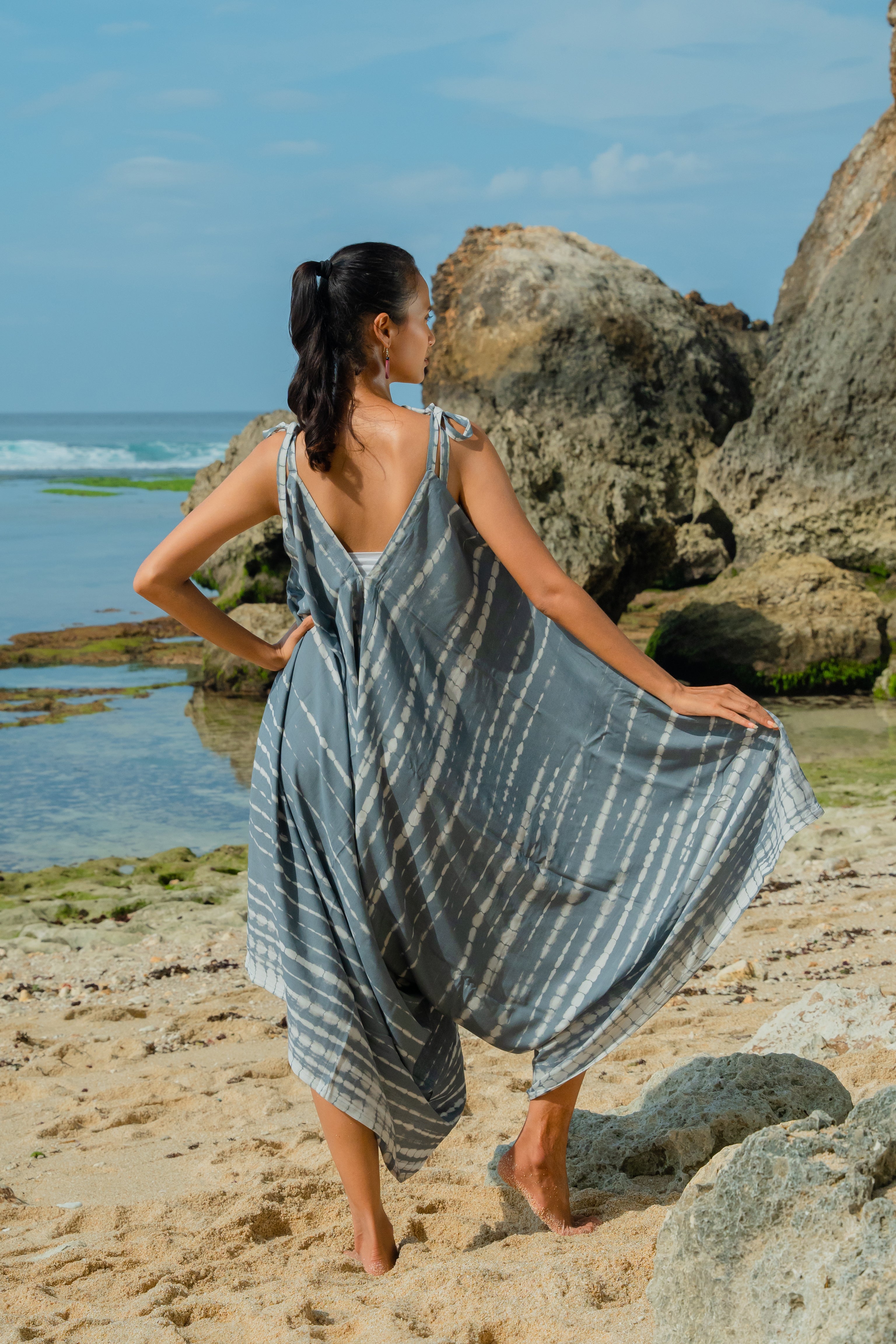 Bone Tie Dye Romper - Grey & White - Shopthatapp.ca