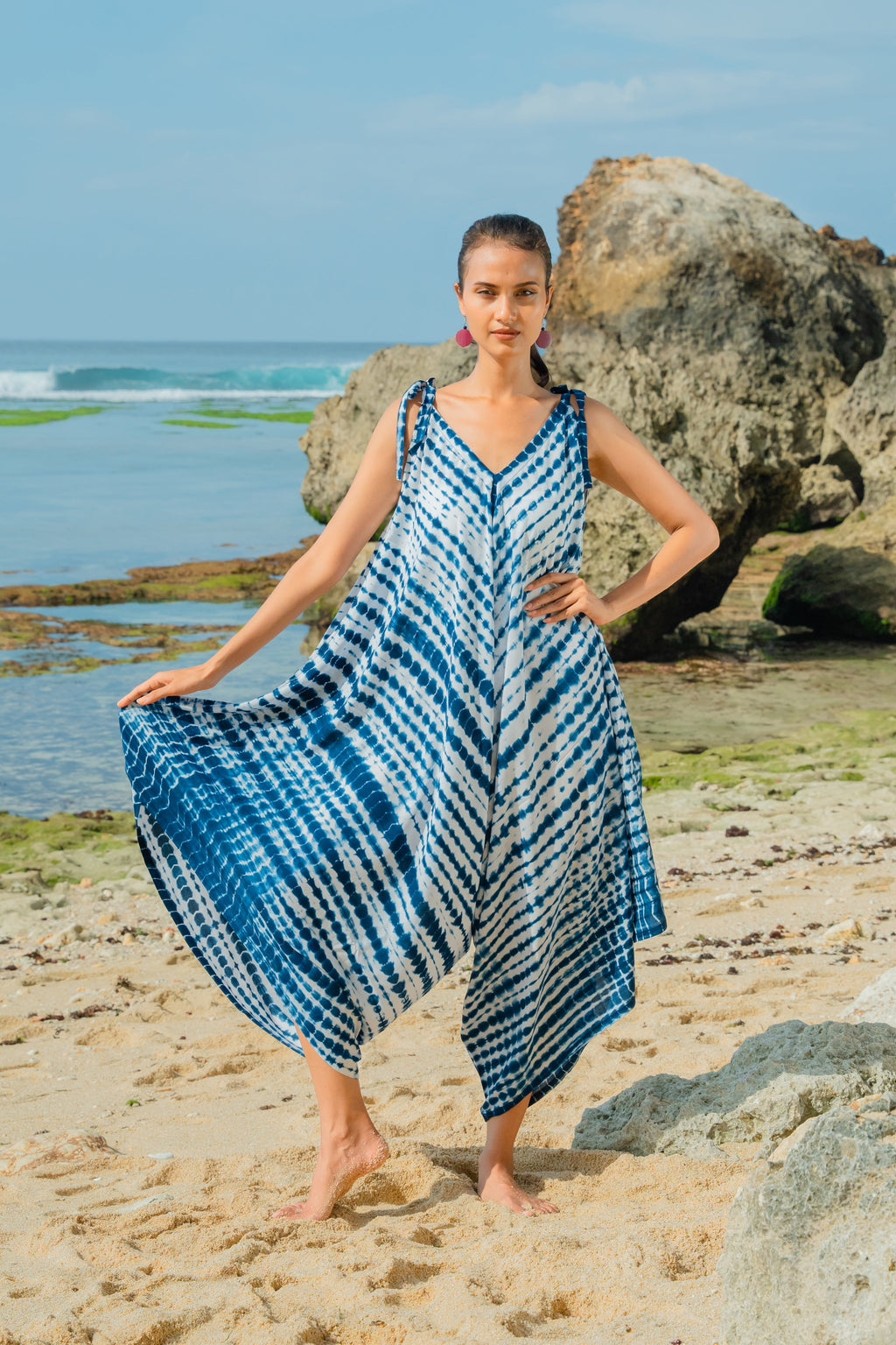 Bone Tie Dye Romper - Navy & White - Shopthatapp.ca