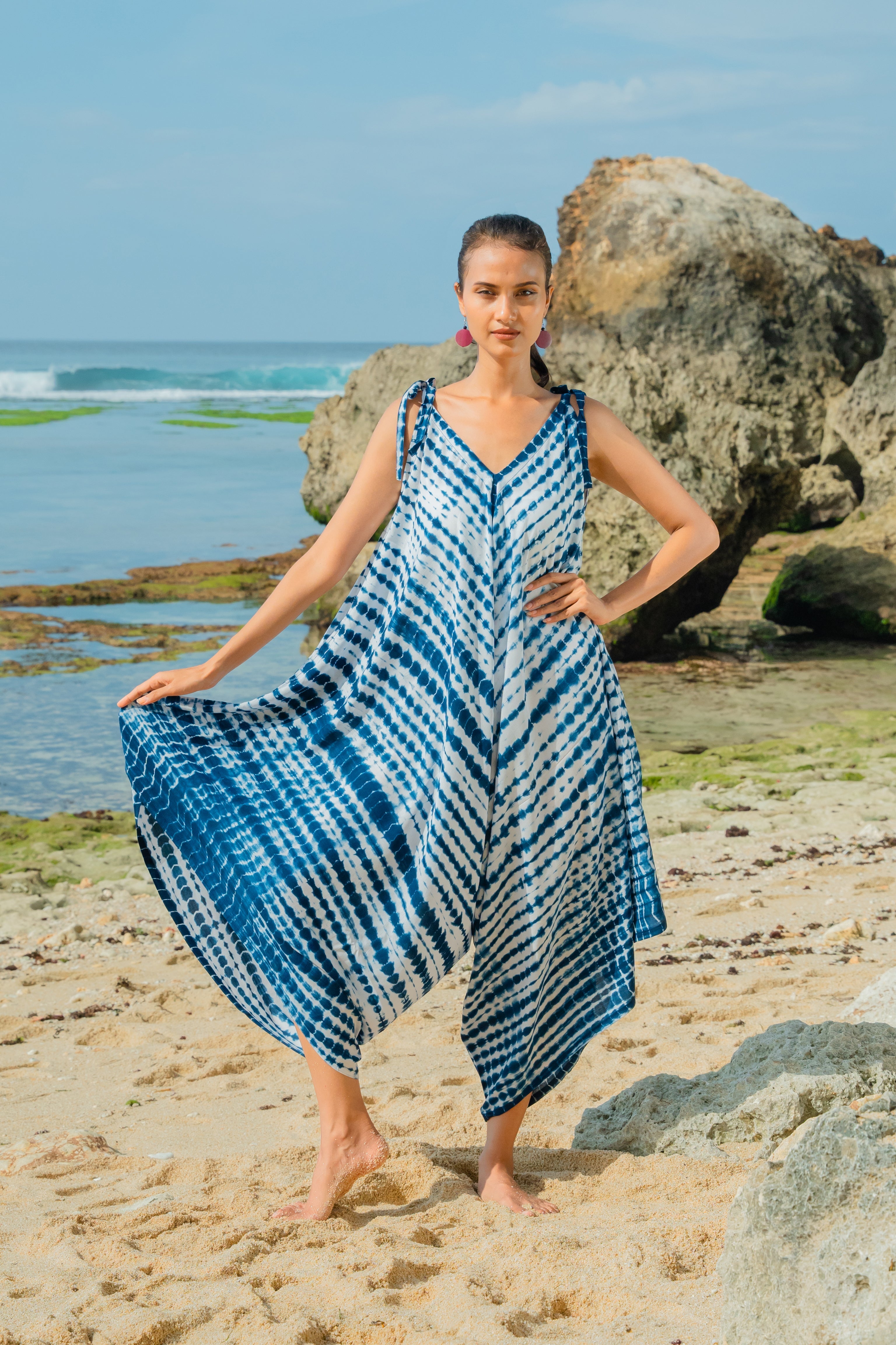 Bone Tie Dye Romper - Navy & White - Shopthatapp.ca