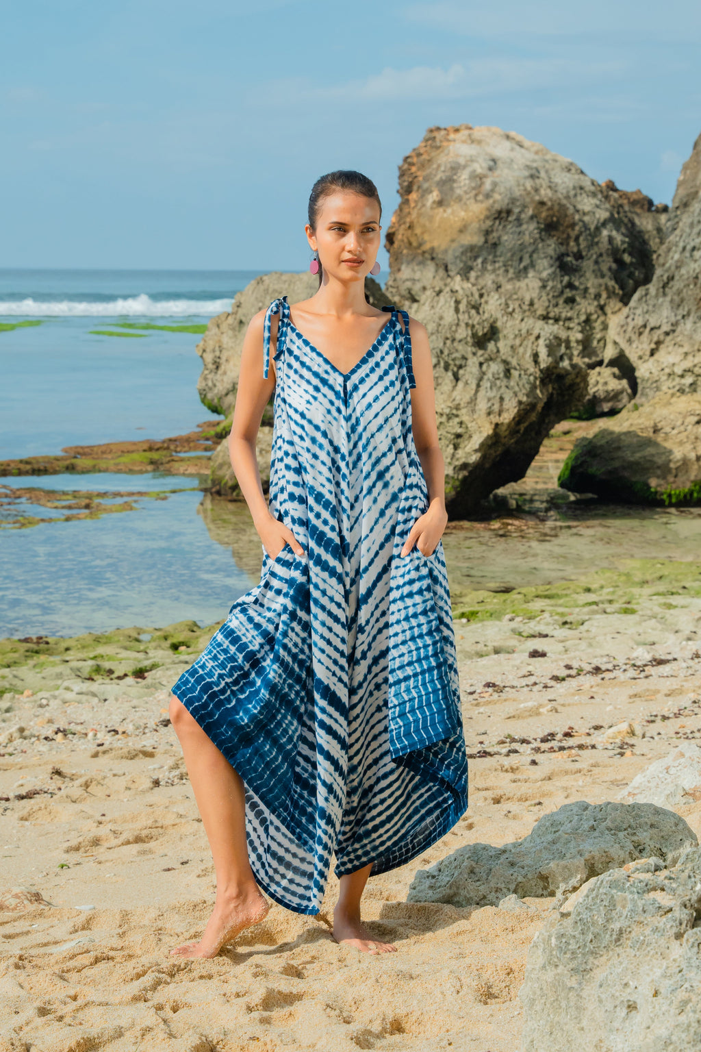 Bone Tie Dye Romper - Navy & White - Shopthatapp.ca