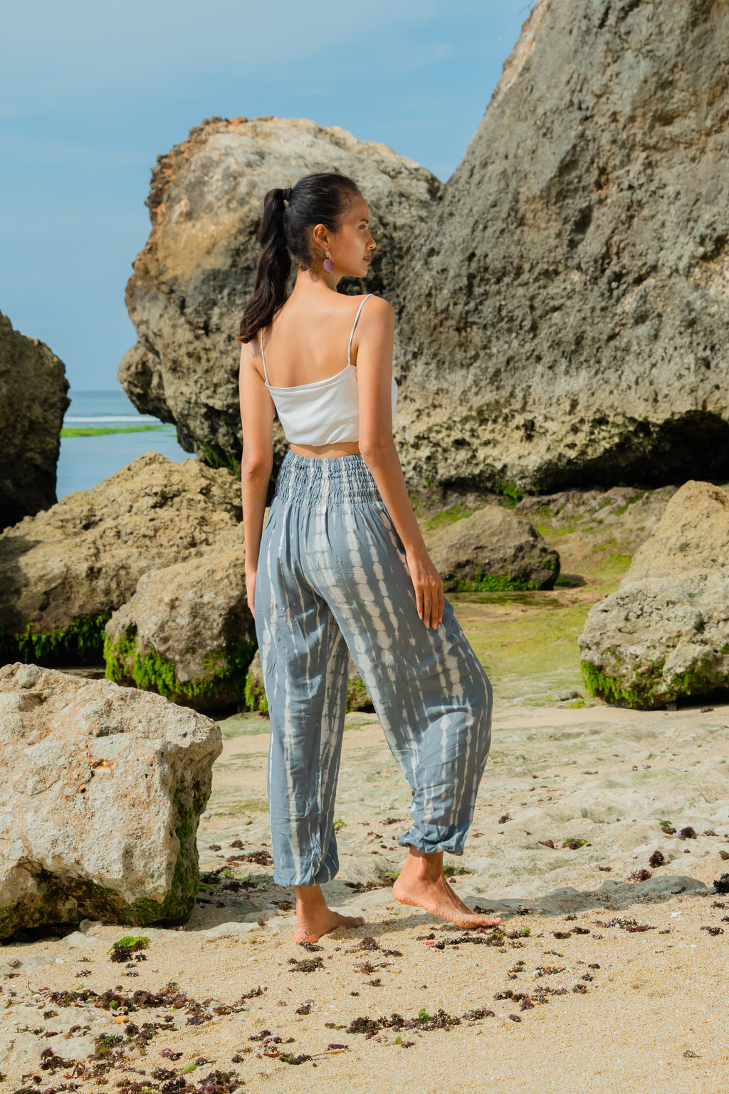 Bone Tie Dye Pants - Grey & White Bali Style Fashion - Shopthatapp.ca