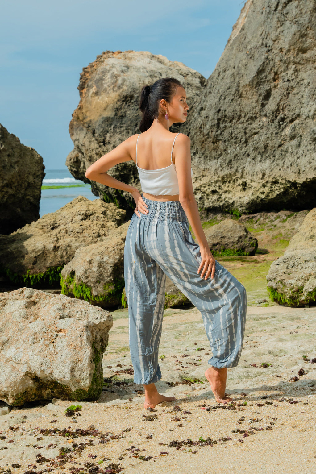 Bone Tie Dye Pants - Grey & White Bali Style Fashion - Shopthatapp.ca