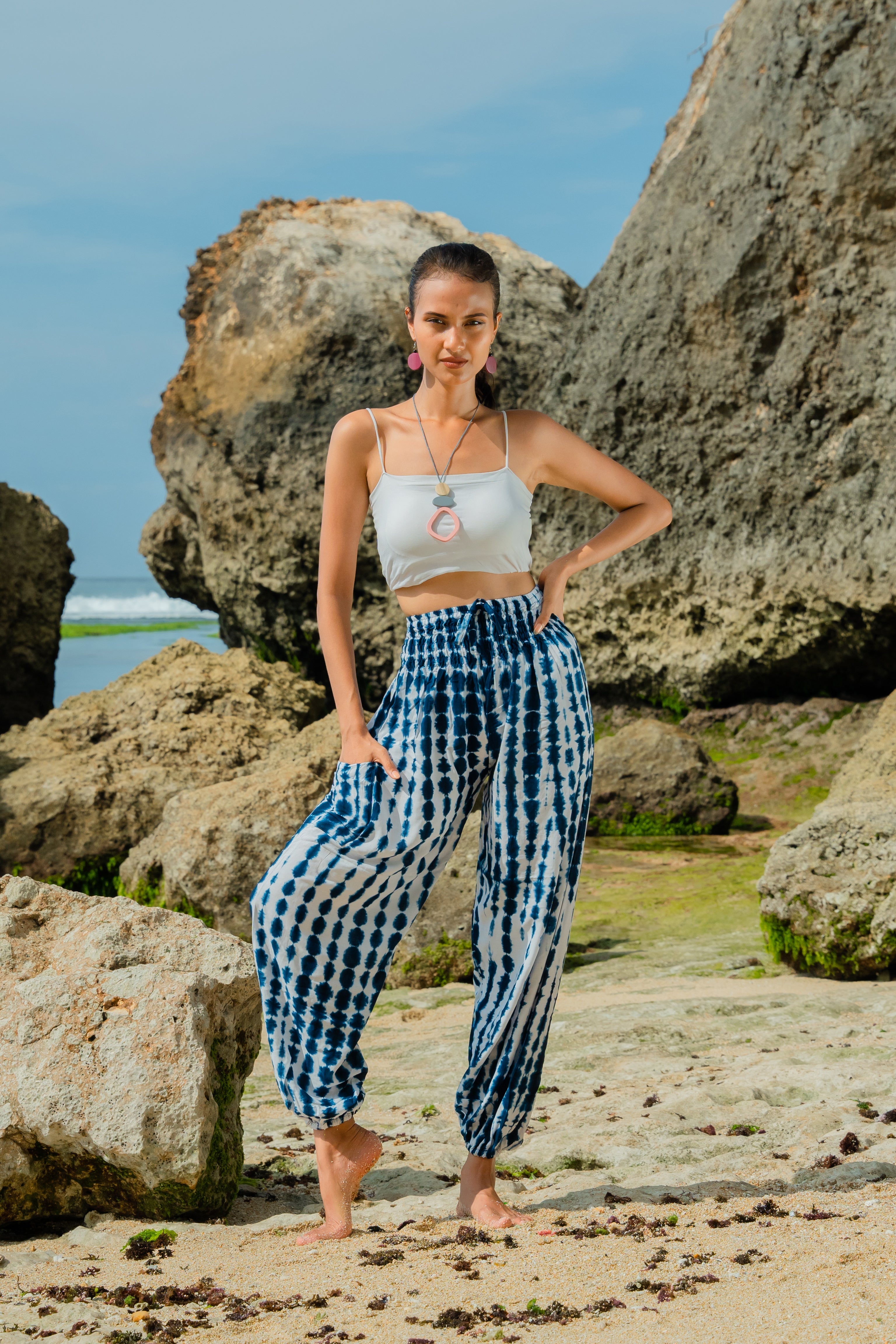 Bone Tie Dye Bali Pants - Navy & White - Shopthatapp.ca