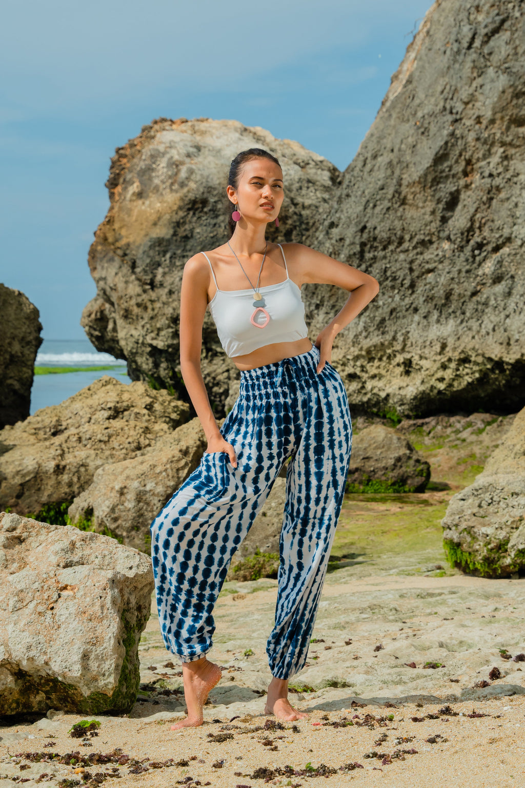 Bone Tie Dye Bali Pants - Navy & White - Shopthatapp.ca