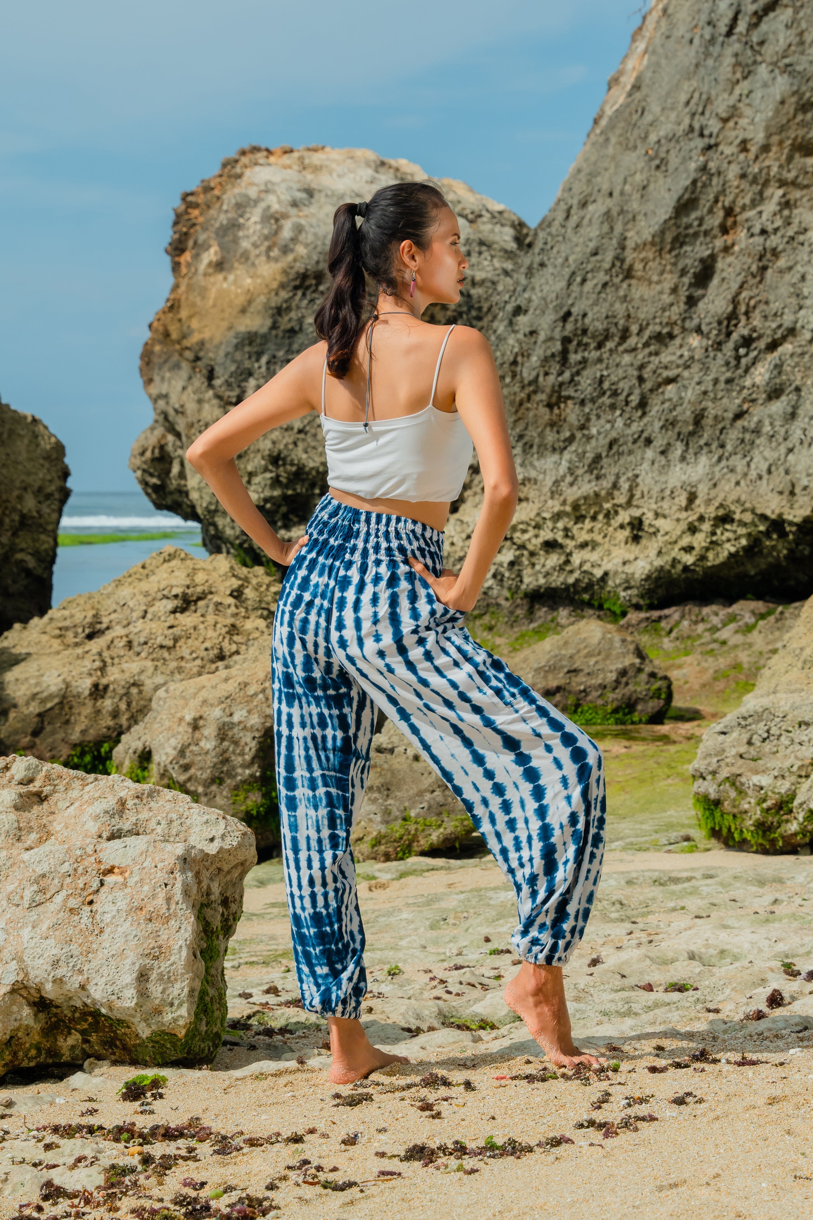 Bone Tie Dye Bali Pants - Navy & White - Shopthatapp.ca