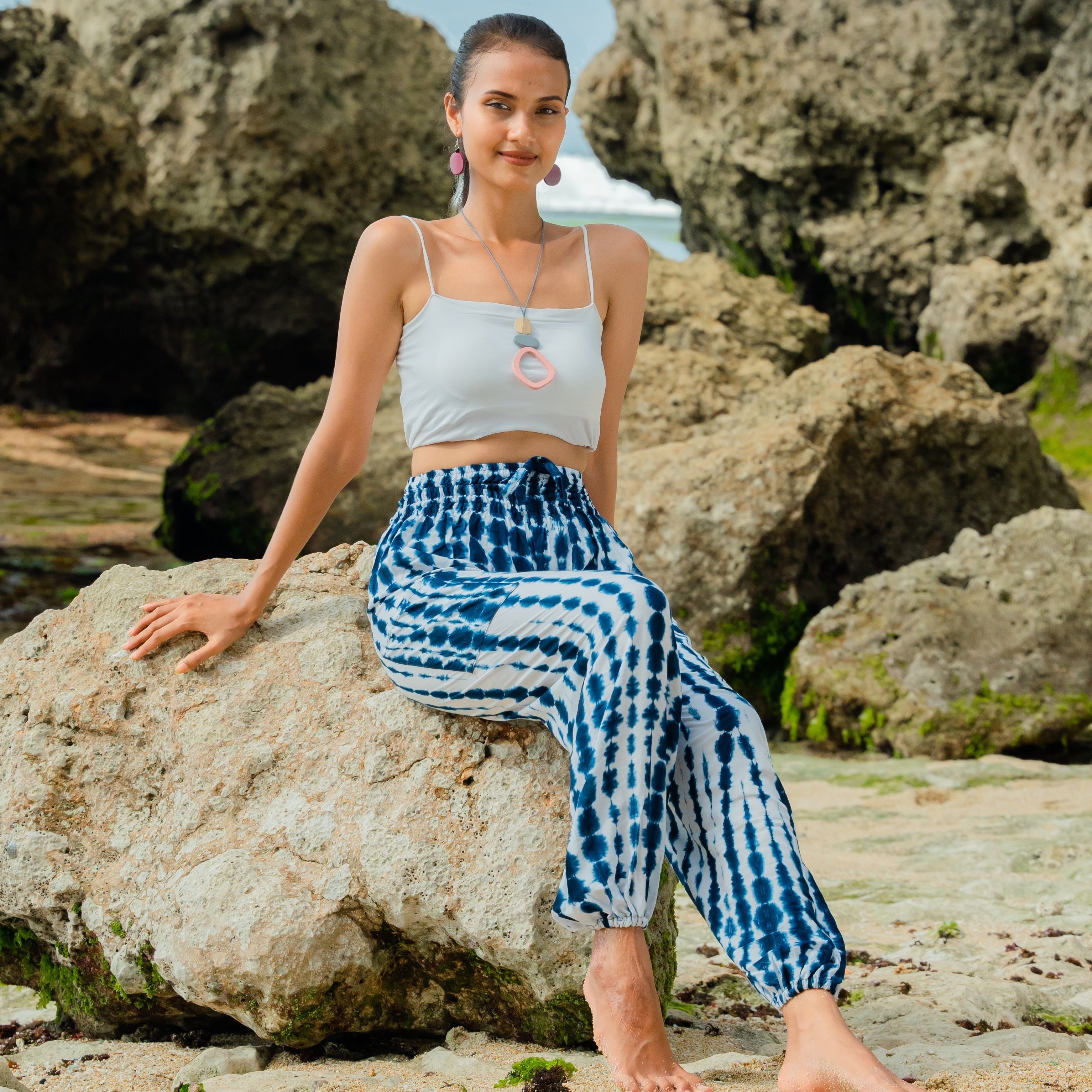 Bone Tie Dye Bali Pants - Navy & White - Shopthatapp.ca