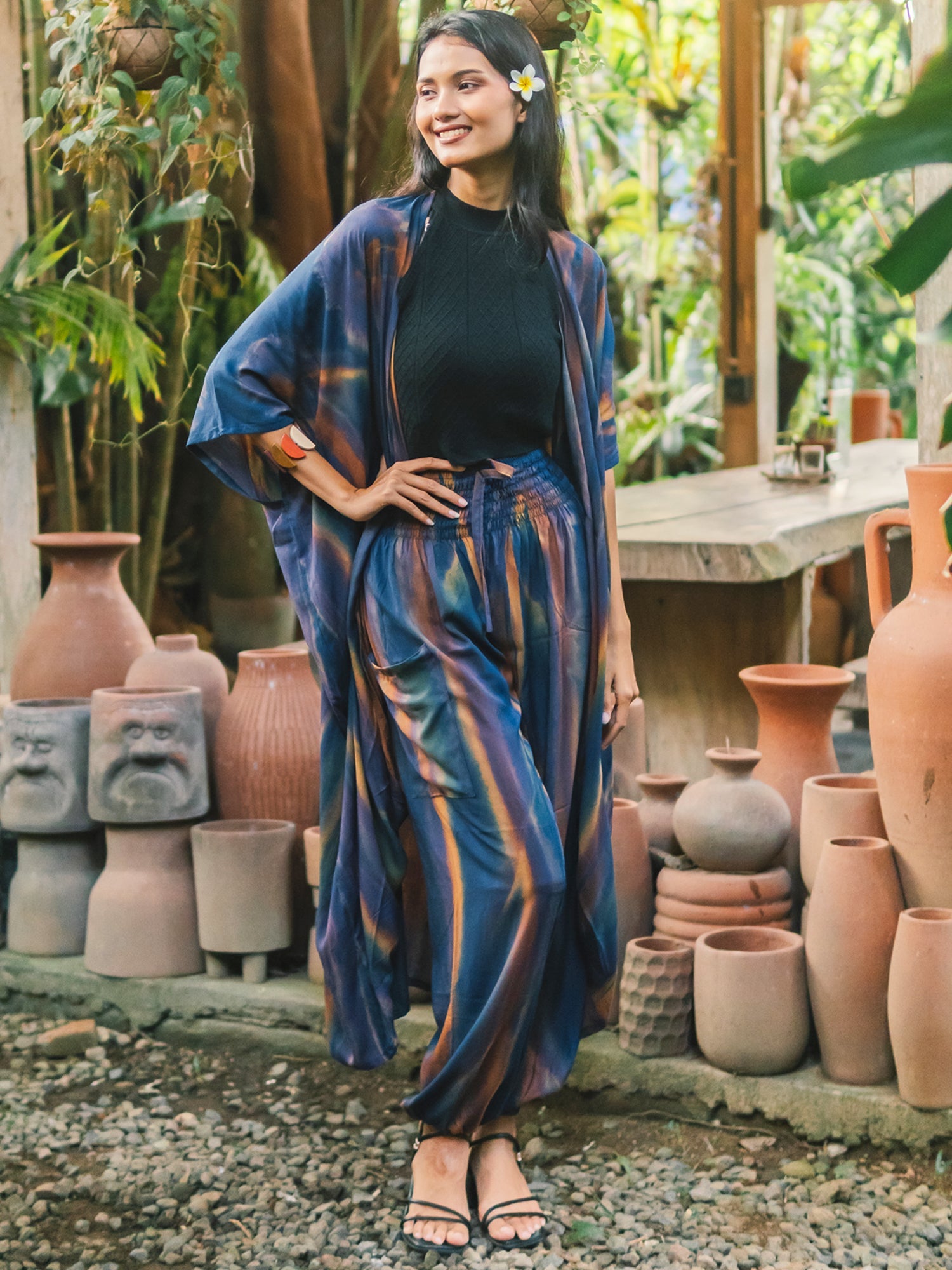 Navy Gold Tie Dye Pants - Abstract Bali Style for Ultimate Comfort - Shopthatapp.ca