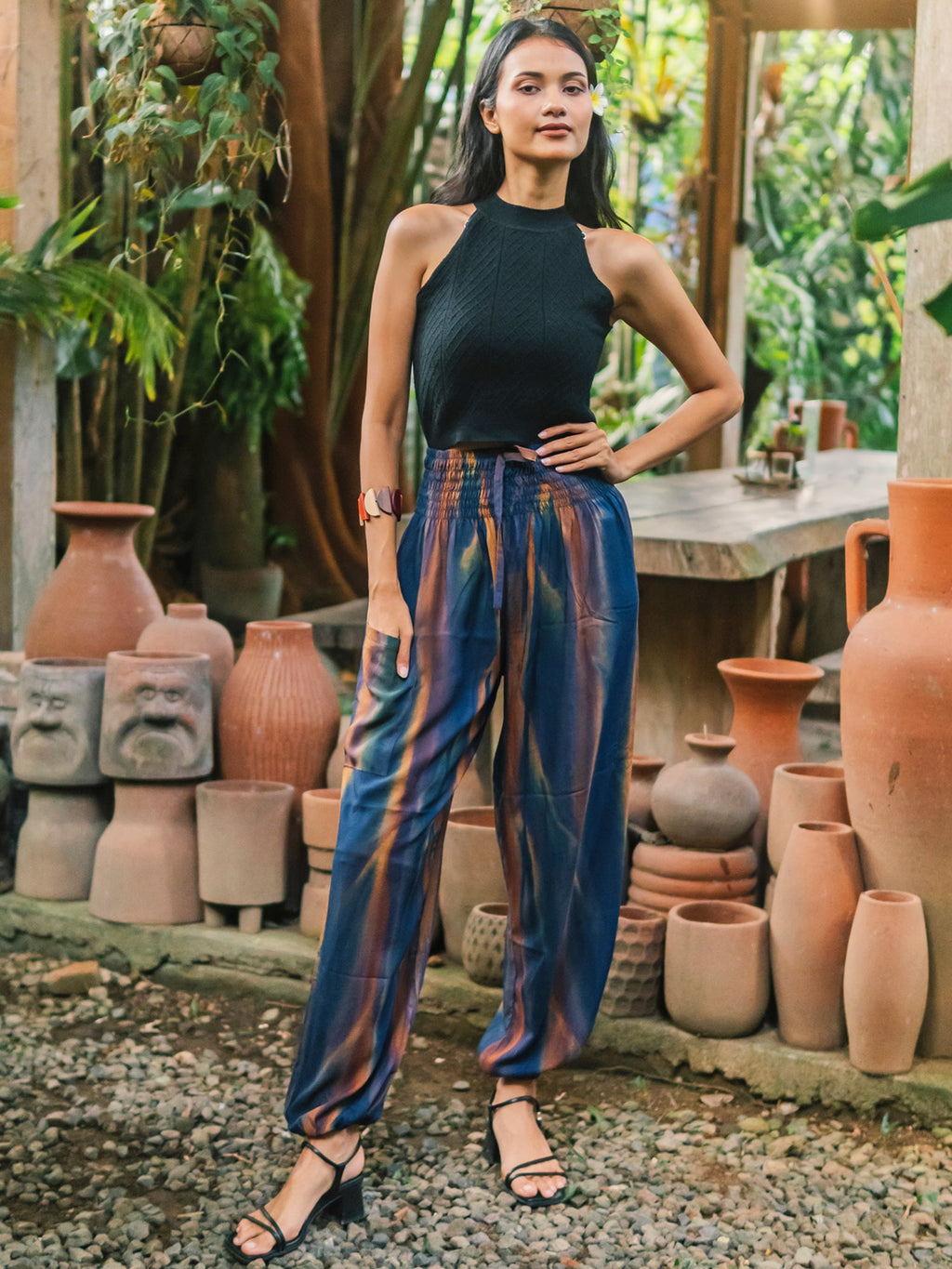 Navy Gold Tie Dye Pants - Abstract Bali Style for Ultimate Comfort - Shopthatapp.ca