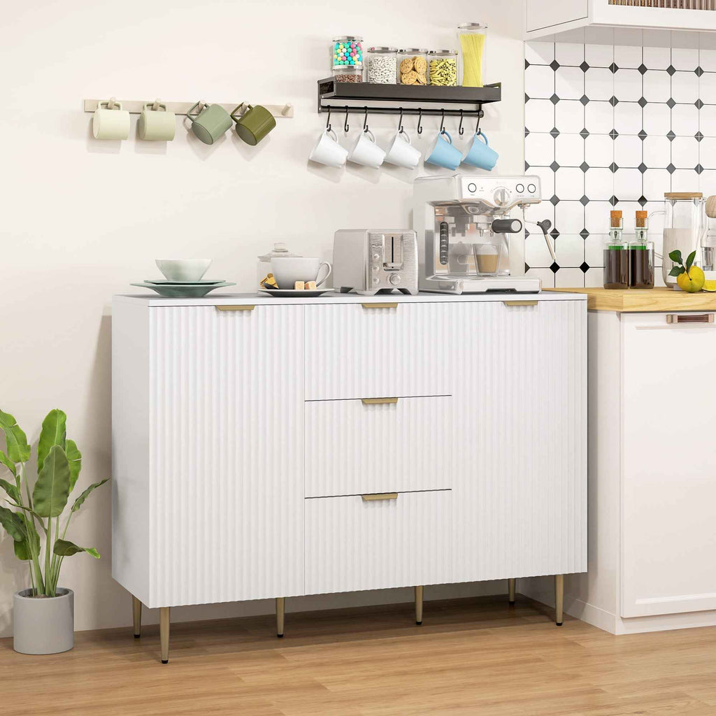 Ellis Modern Kitchen Buffet/Hallway Cabinet with 3 Drawers-White
