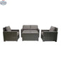 Krissy Laguna Point wicker outdoor 5-piece conversational loveseat set with brown wicker and slate cushions, perfect for patio lounging.
