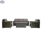 Krikacy Laguna Point outdoor wicker conversational set with brown cushions and slate-colored wicker, includes four pieces for patio relaxation.